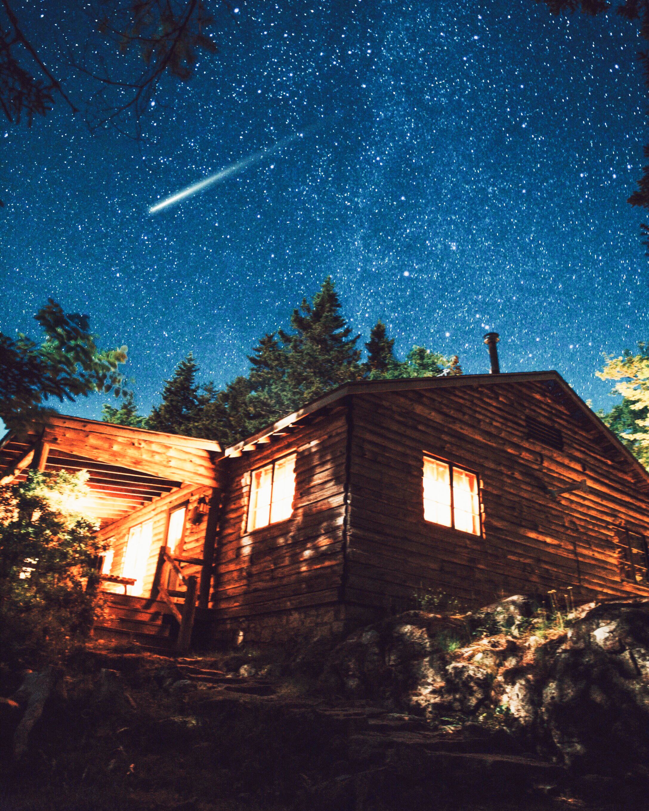 Hut House And Starry Night Wallpapers