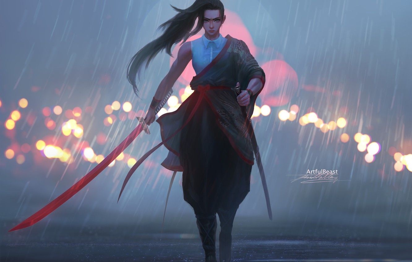 Katana Women Art Wallpapers