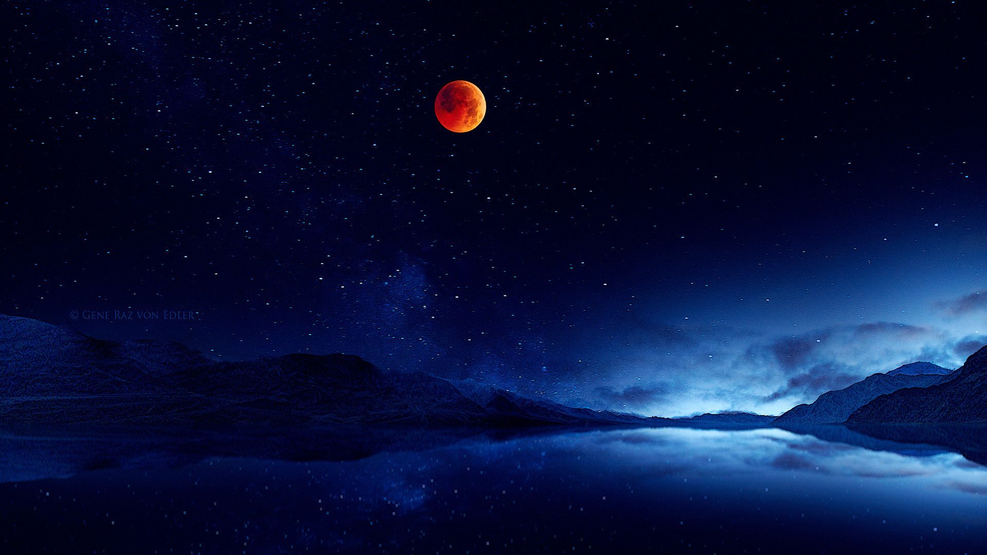 Landscape Moon Digital Evening 5K Wallpapers