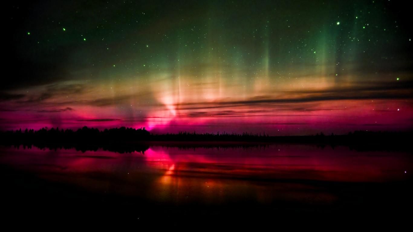 Magenta Aurora Landscape Wallpapers