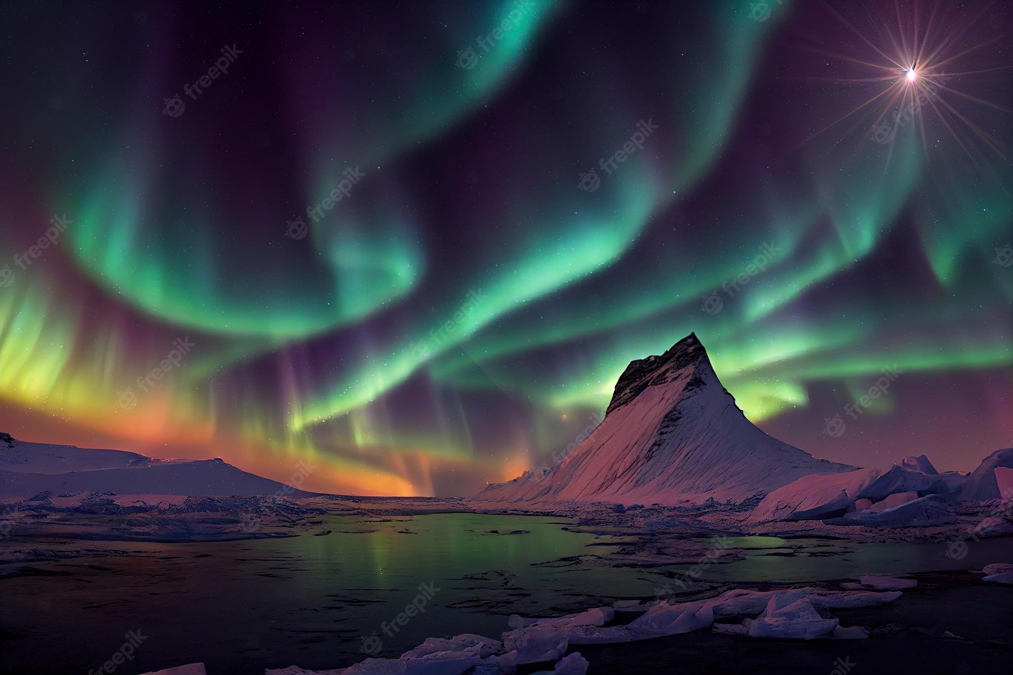 Magenta Aurora Landscape Wallpapers