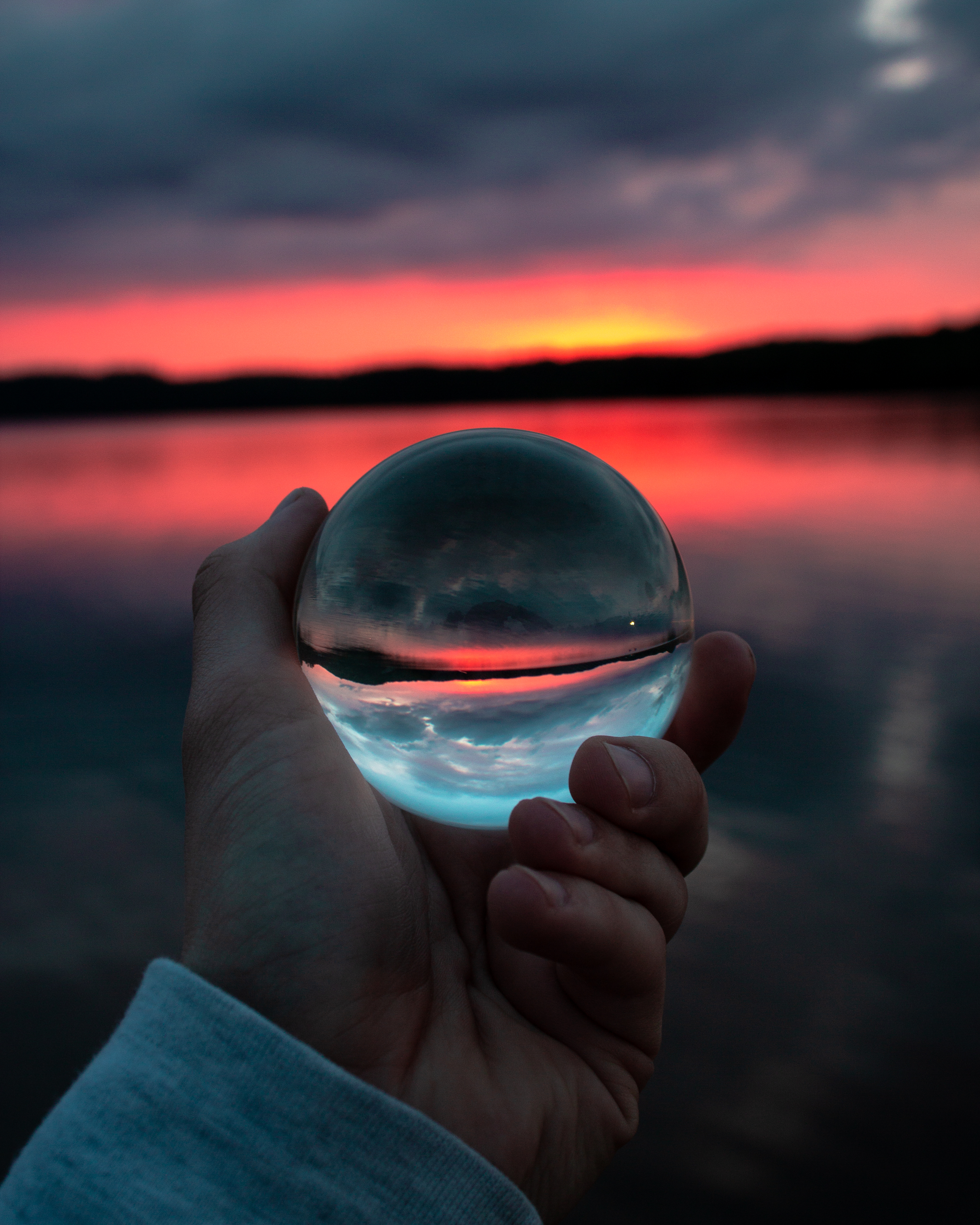 Man In Lake With Sphere Artistic Wallpapers