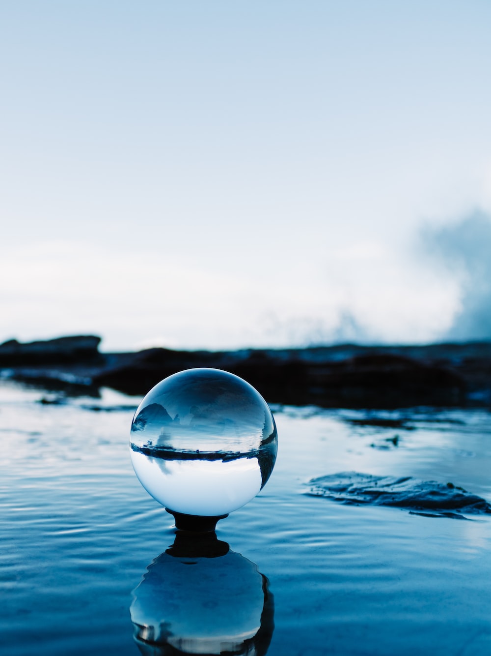 Man In Lake With Sphere Artistic Wallpapers