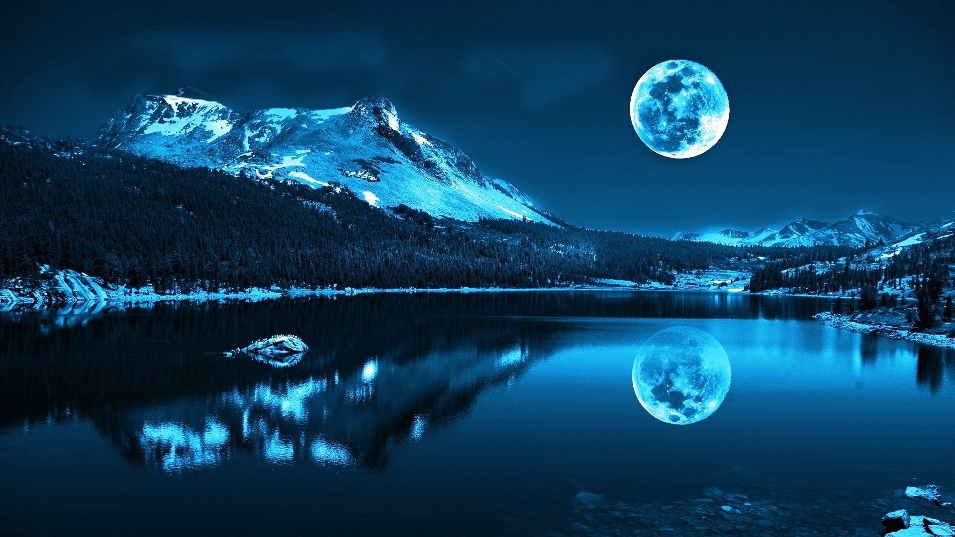 Moon And Mountains Wallpapers