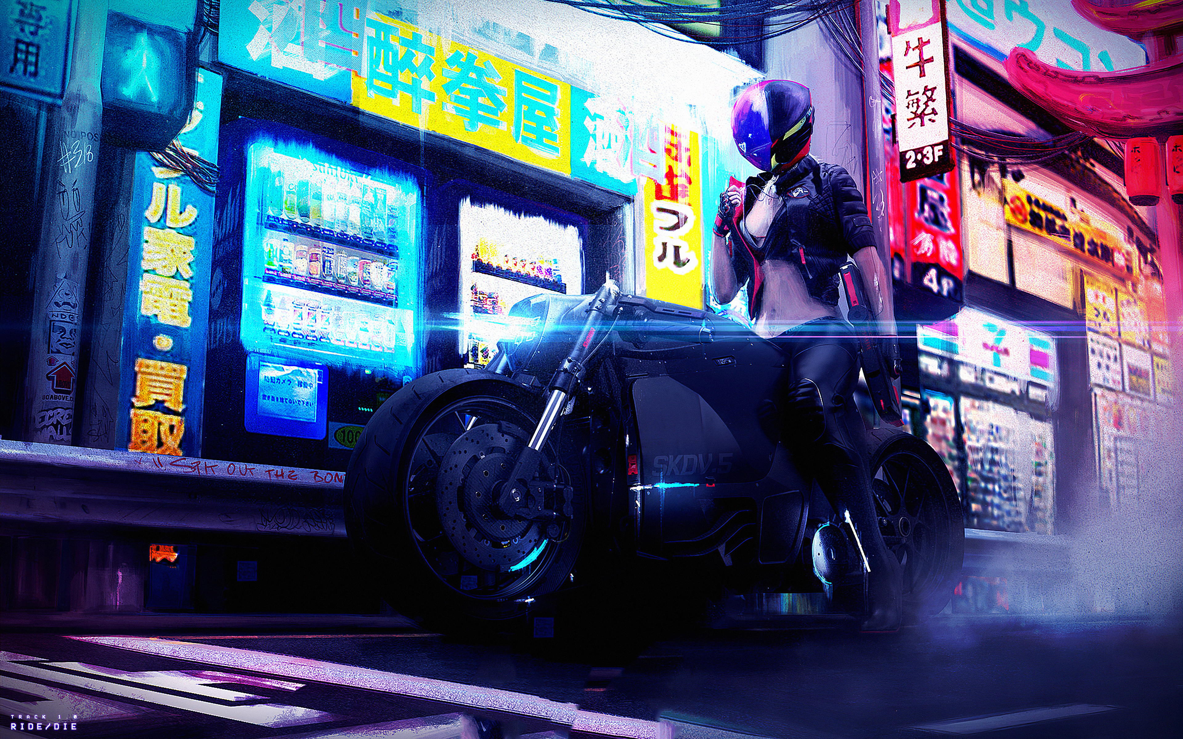 Motorcycle Cyberpunk Girl Wallpapers