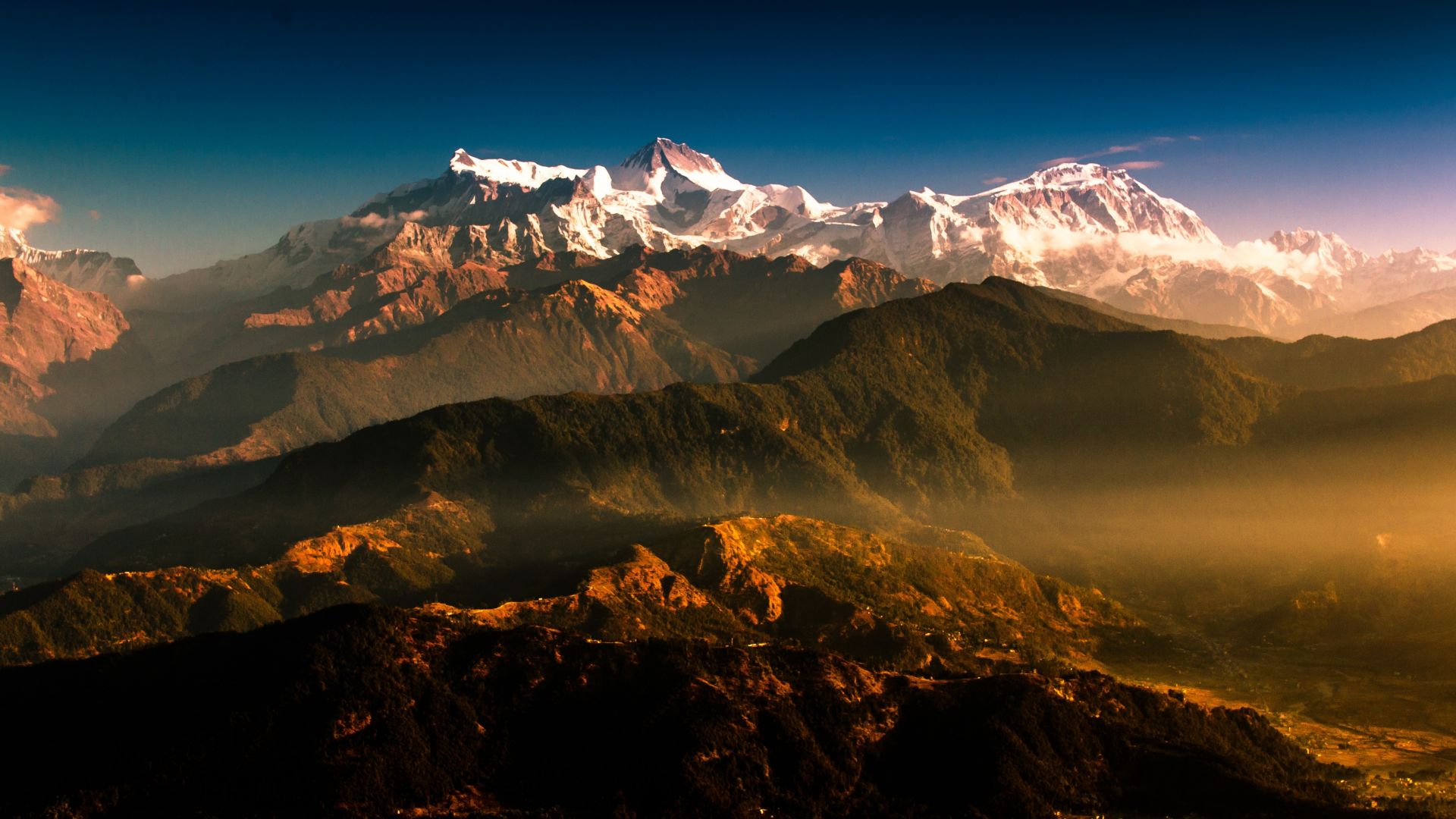 Mountains Sunrise Nepal Illustration Wallpapers