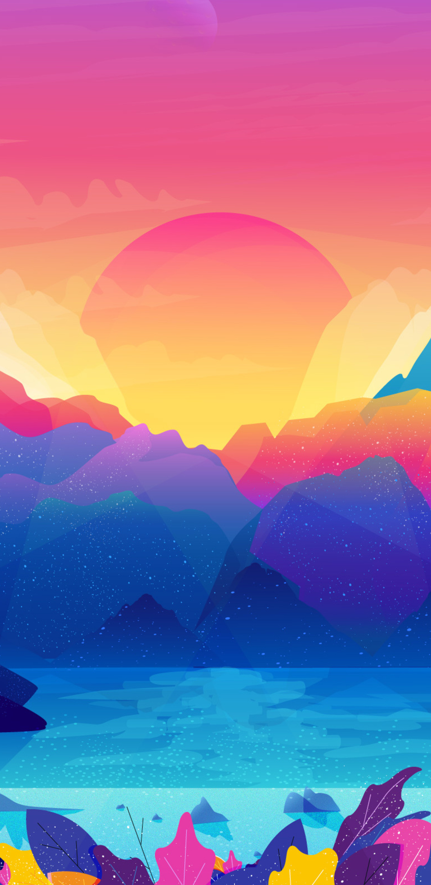 Ocean Sunrise Illustration Wallpapers