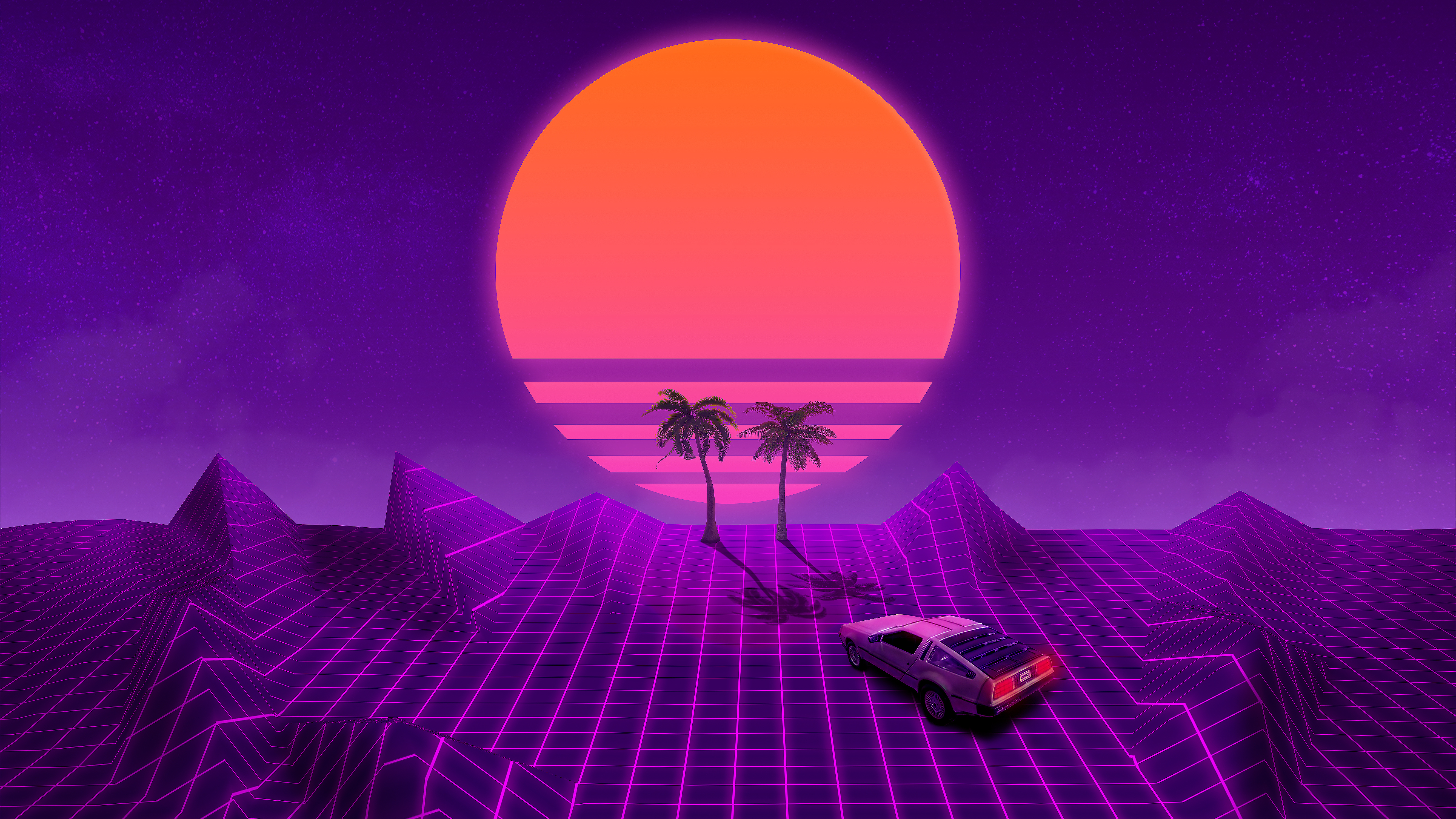 Outrun Sunset 4K Wallpapers