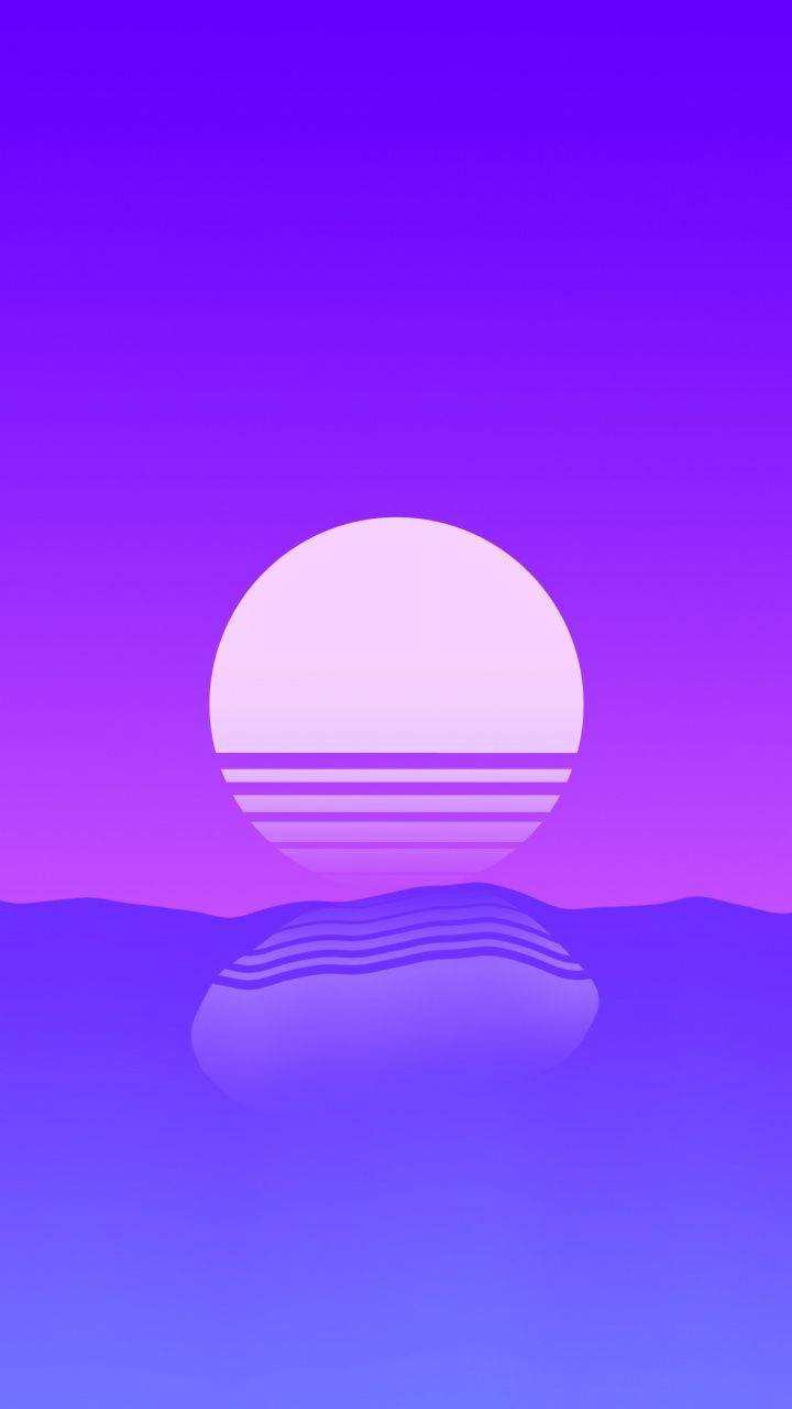 Outrun Sunset At The Ocean Wallpapers