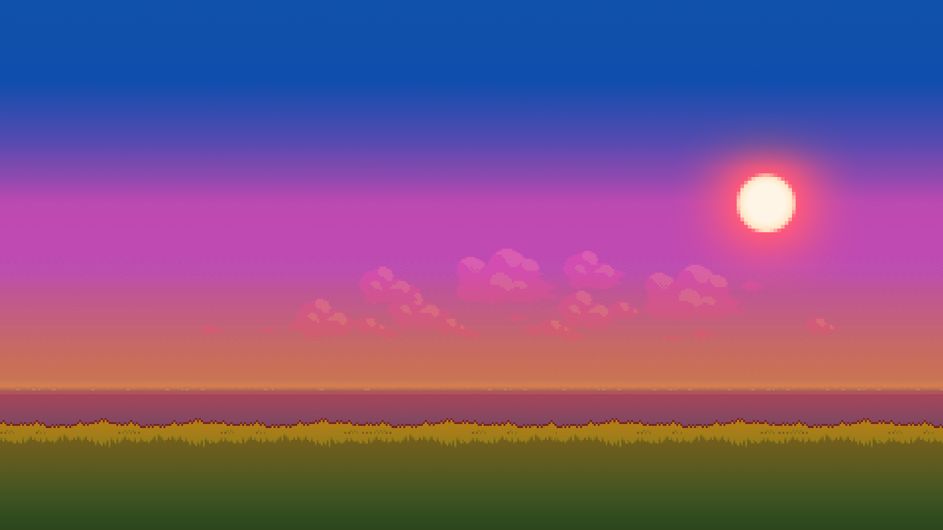 Pixel Sunset Digital Art Wallpapers