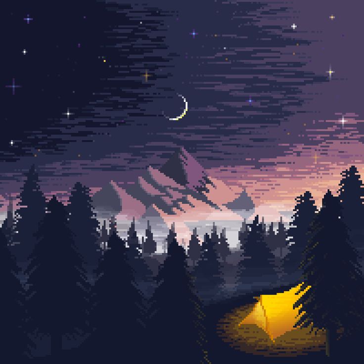 Pixelart Night Landscape Wallpapers
