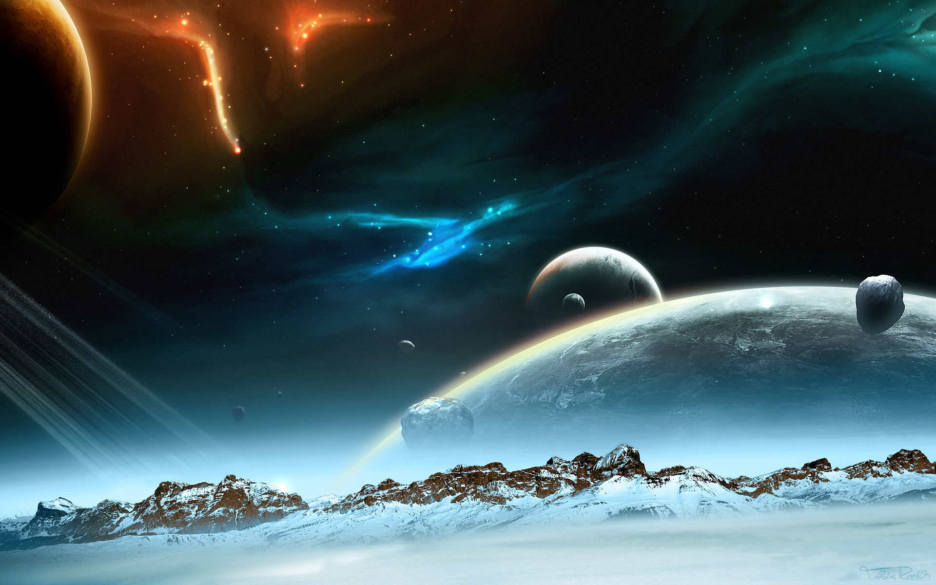 Planet Rise Over City Wallpapers