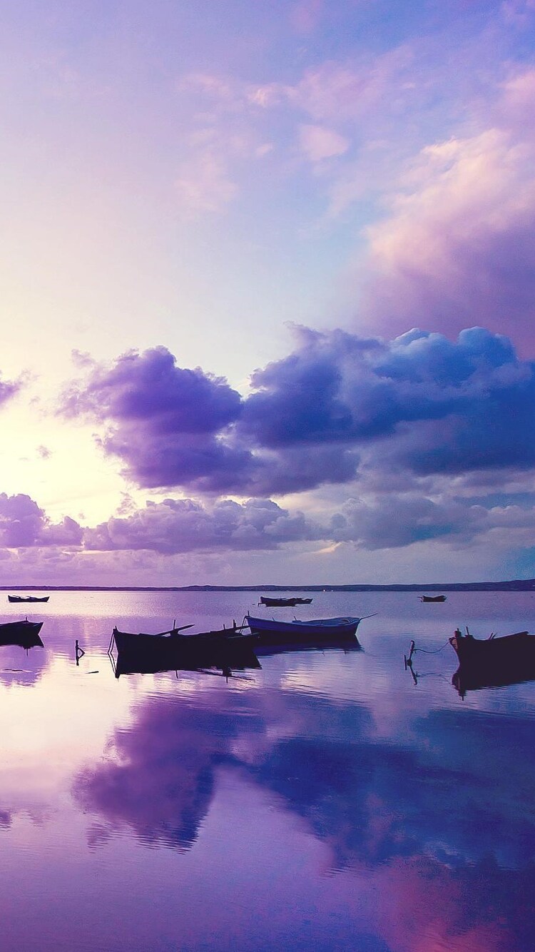 Purple Sunset Reflected In The Ocean Wallpapers