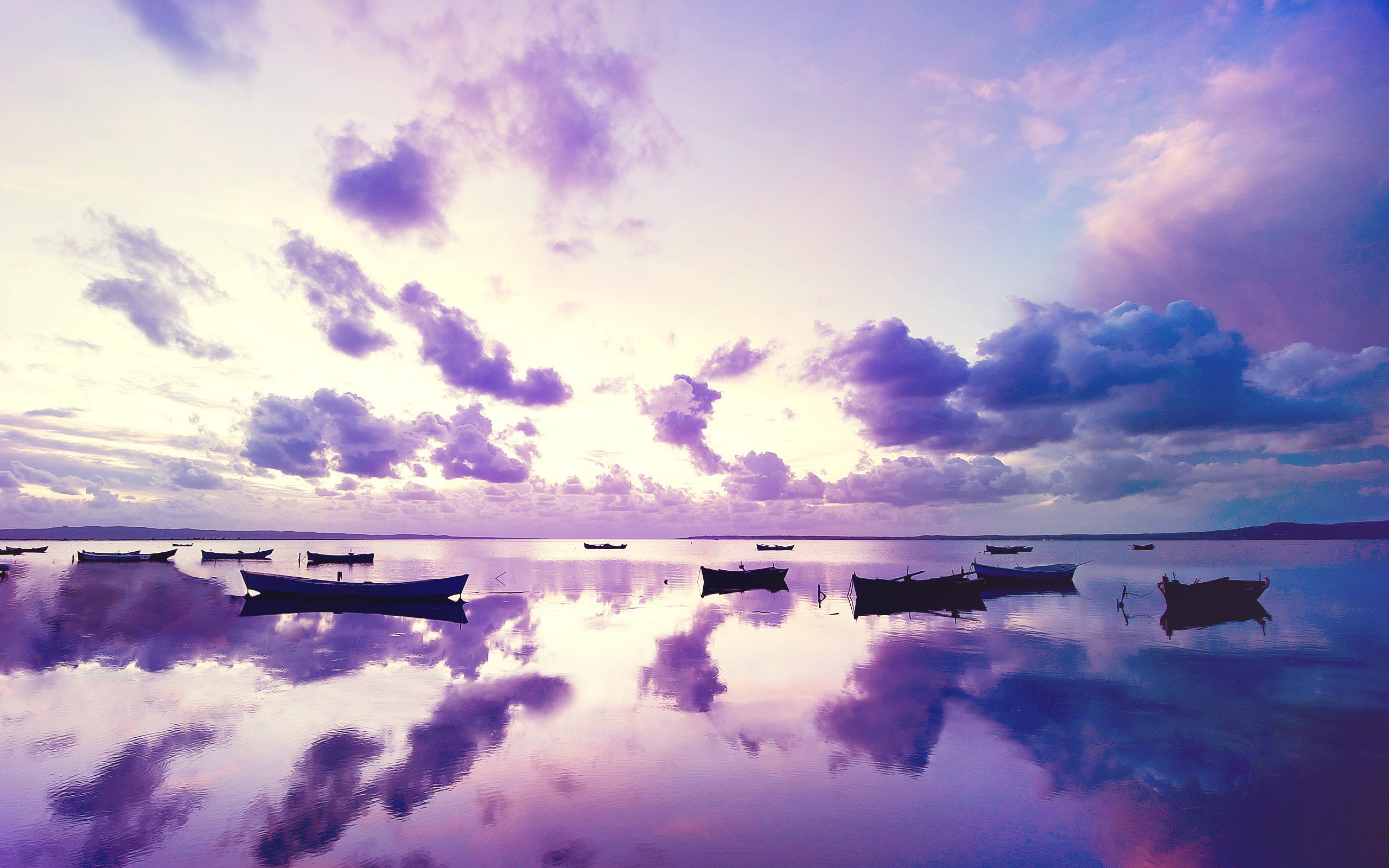 Purple Sunset Reflected In The Ocean Wallpapers