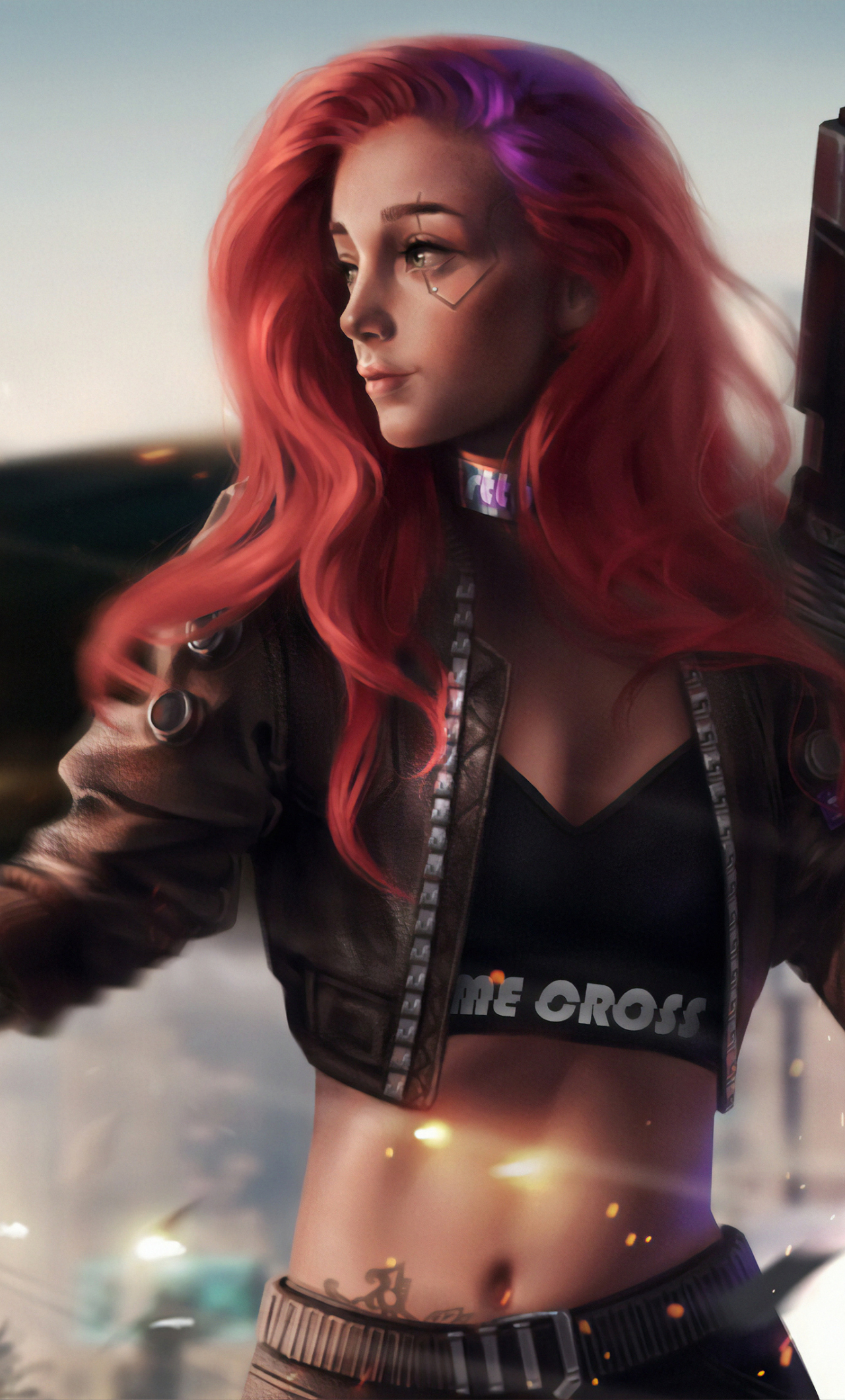 Red Hair Cyberpunk Girl Wallpapers