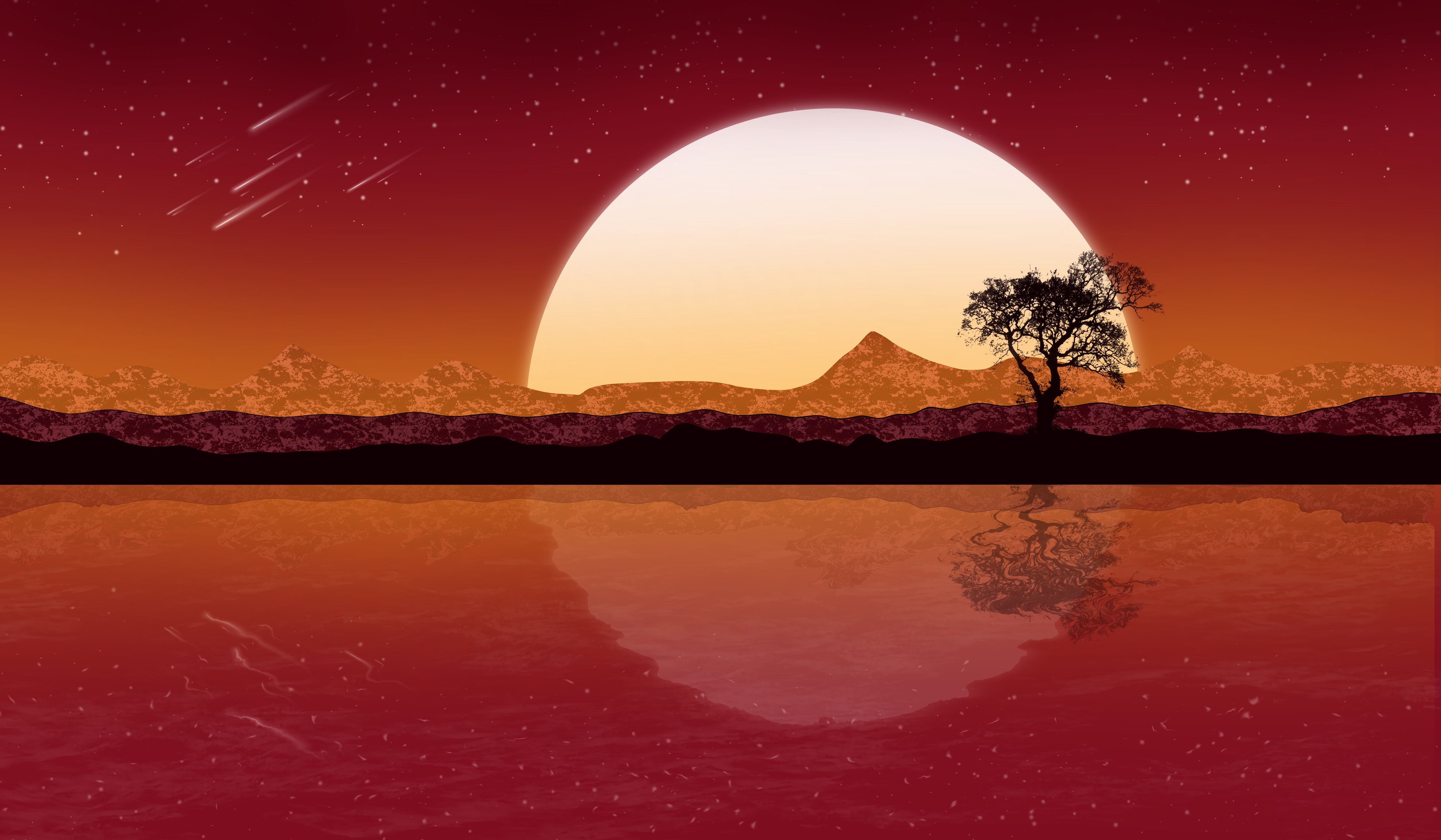 Red Sun Artistic Forest Wallpapers