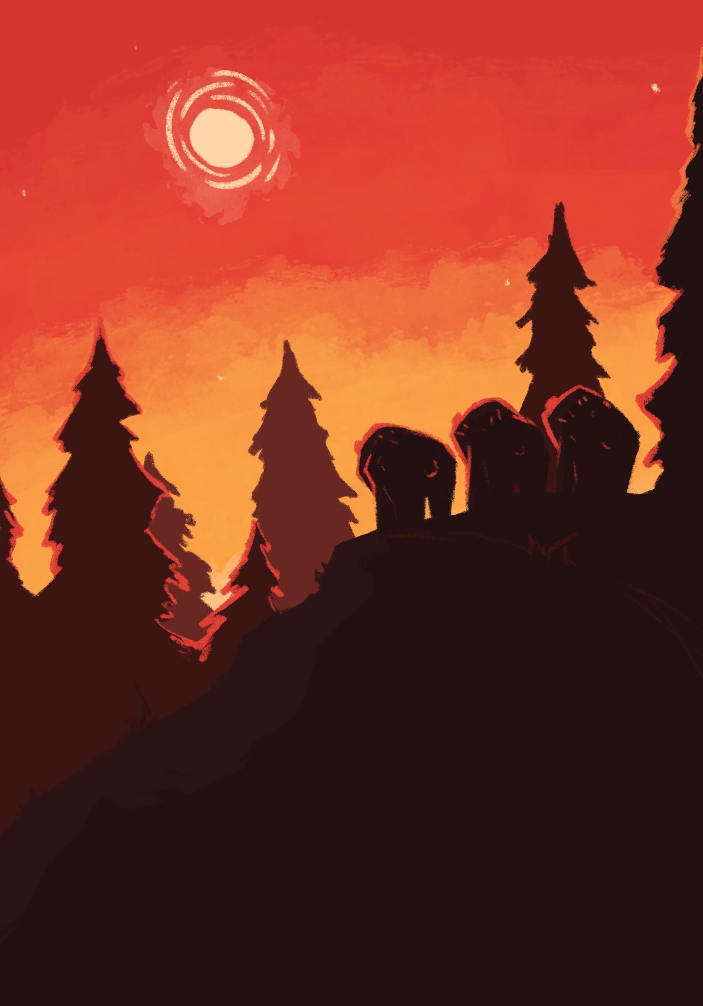 Red Sun Artistic Forest Wallpapers