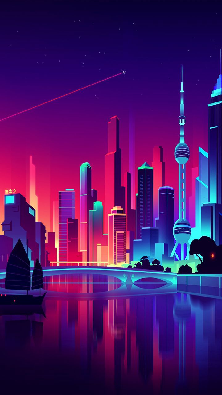 Retro Neon Cityscape Wallpapers