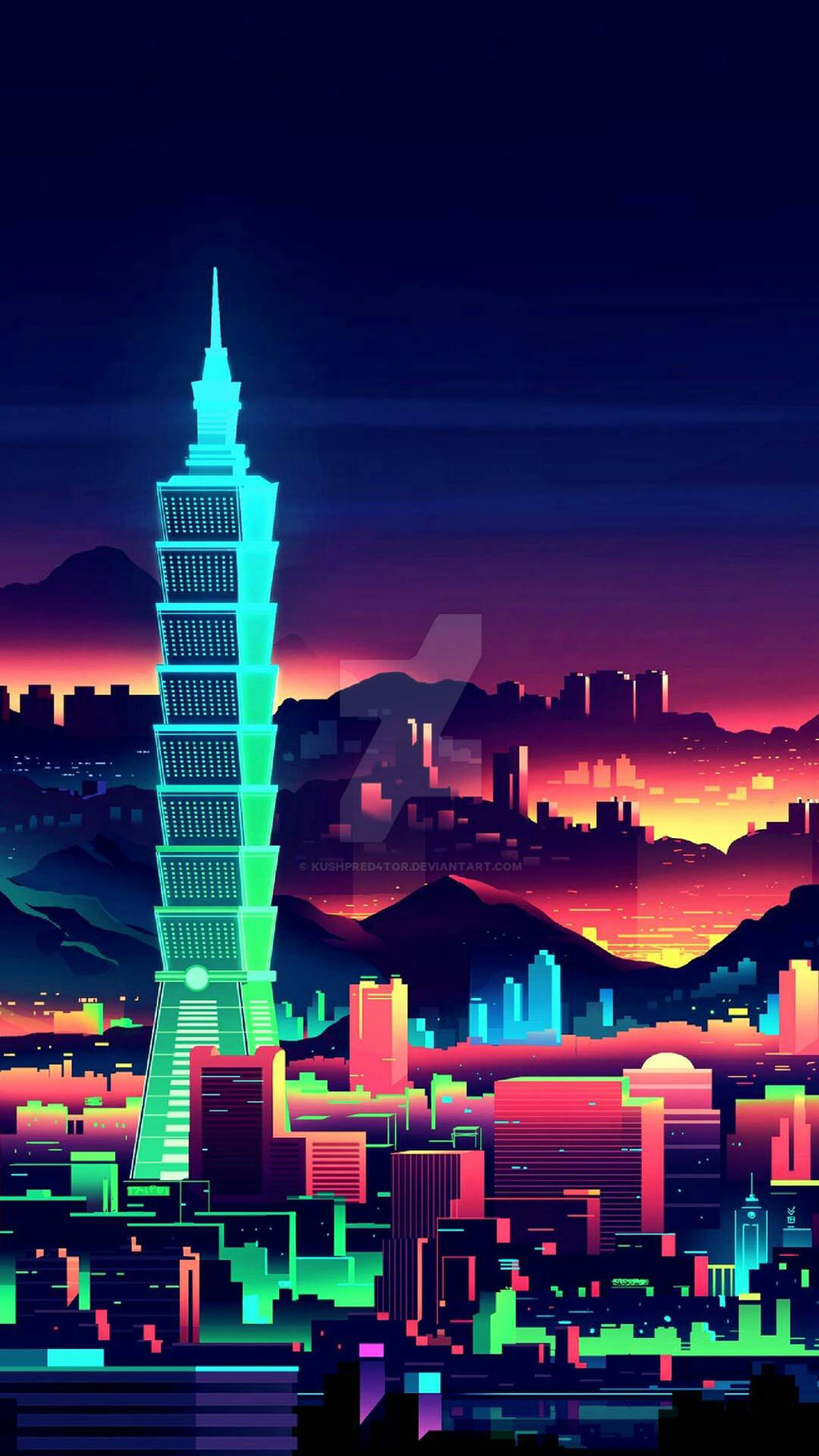 Retro Neon Cityscape Wallpapers