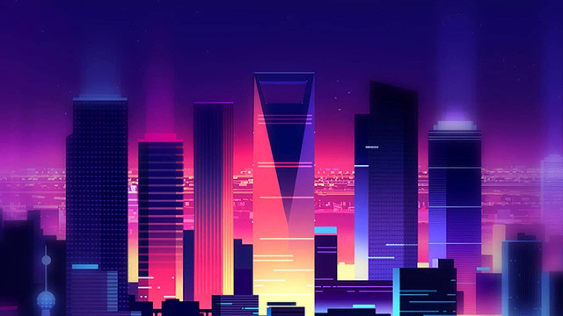 Retro Neon Cityscape Wallpapers