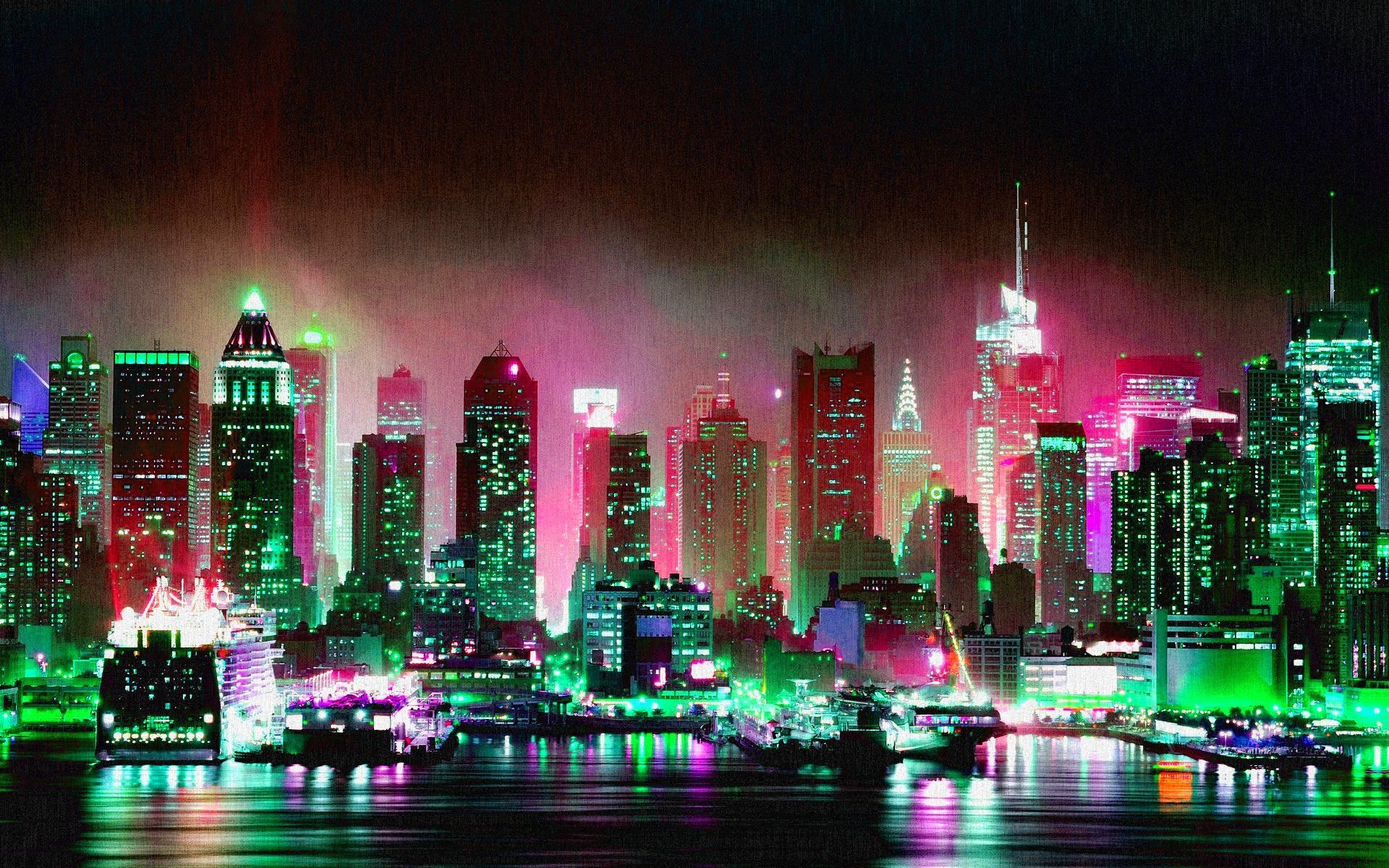 Retro Neon Cityscape Wallpapers