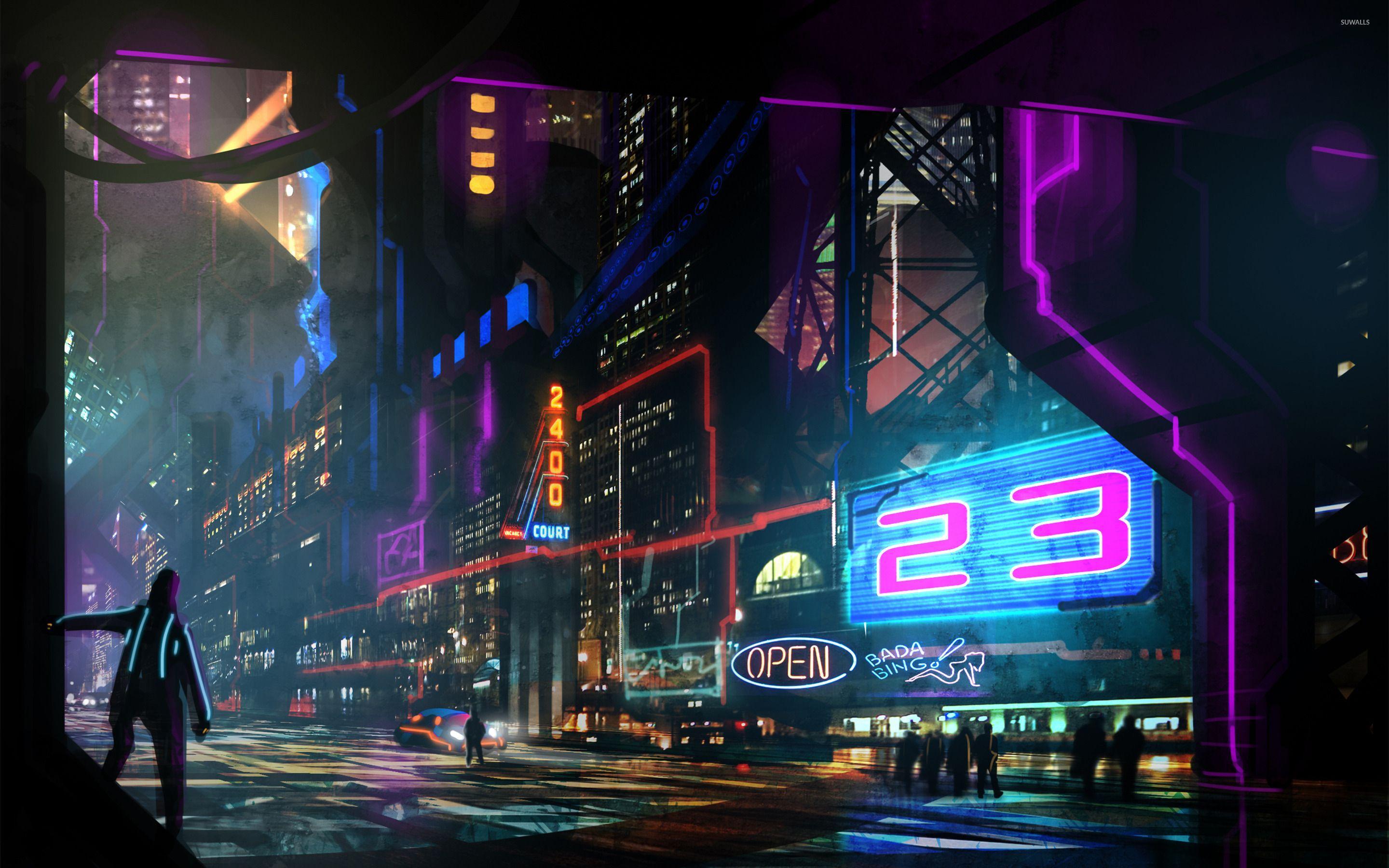 Retro Neon Cityscape Wallpapers