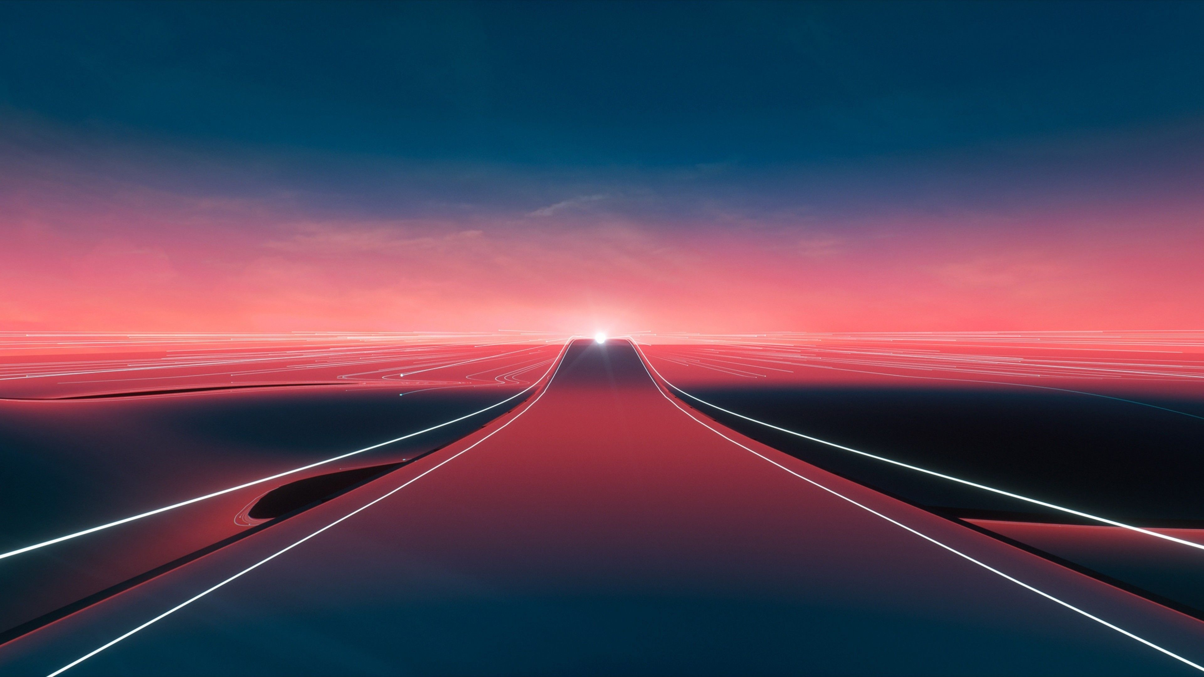 Retro Wave Sunrise Path Wallpapers