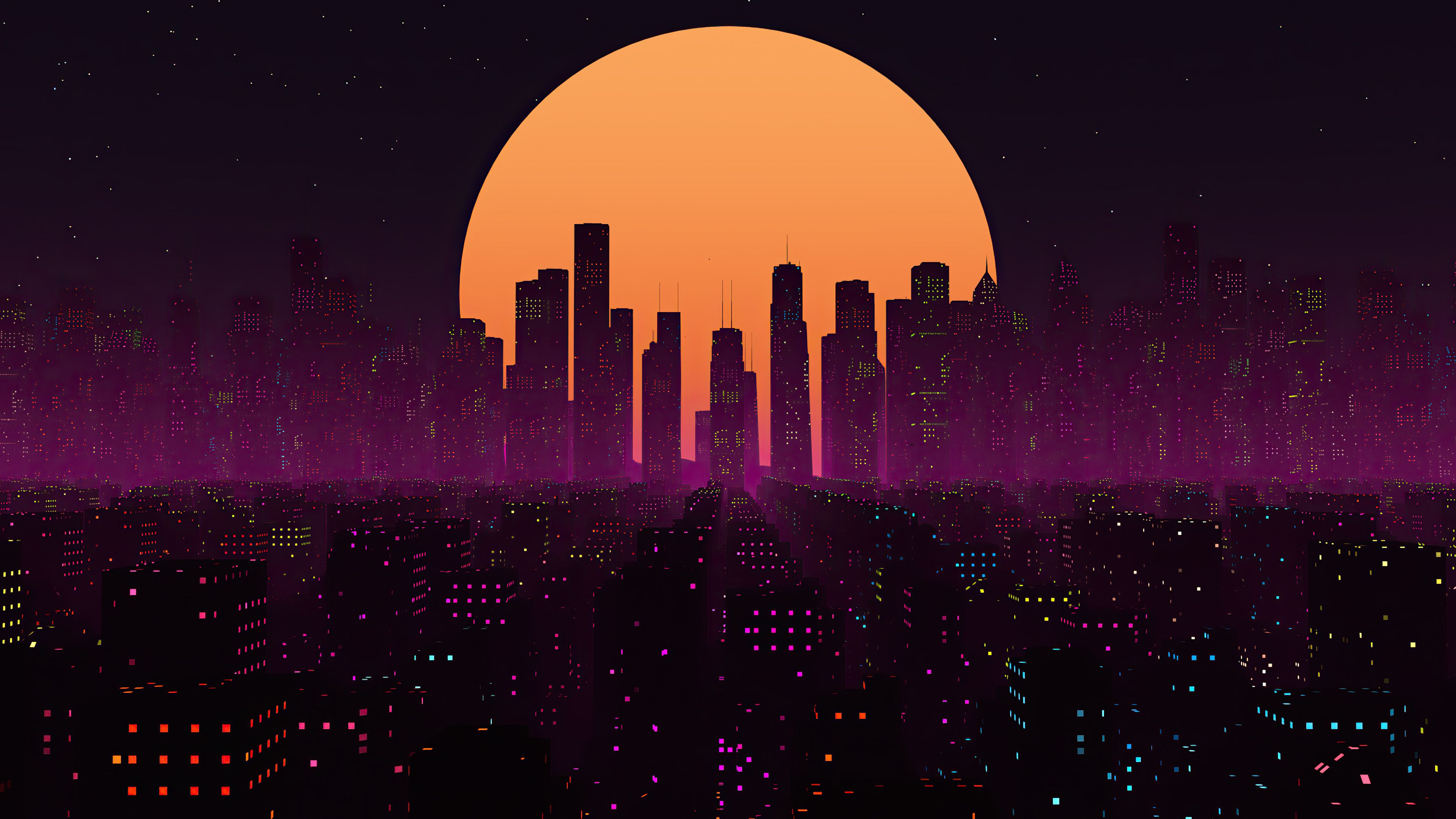 Retro Wave Sunrise Path Wallpapers