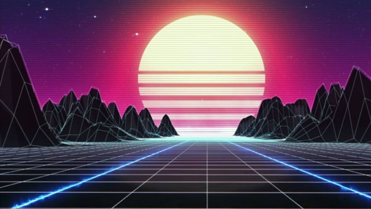 Retro Wave Sunrise Path Wallpapers