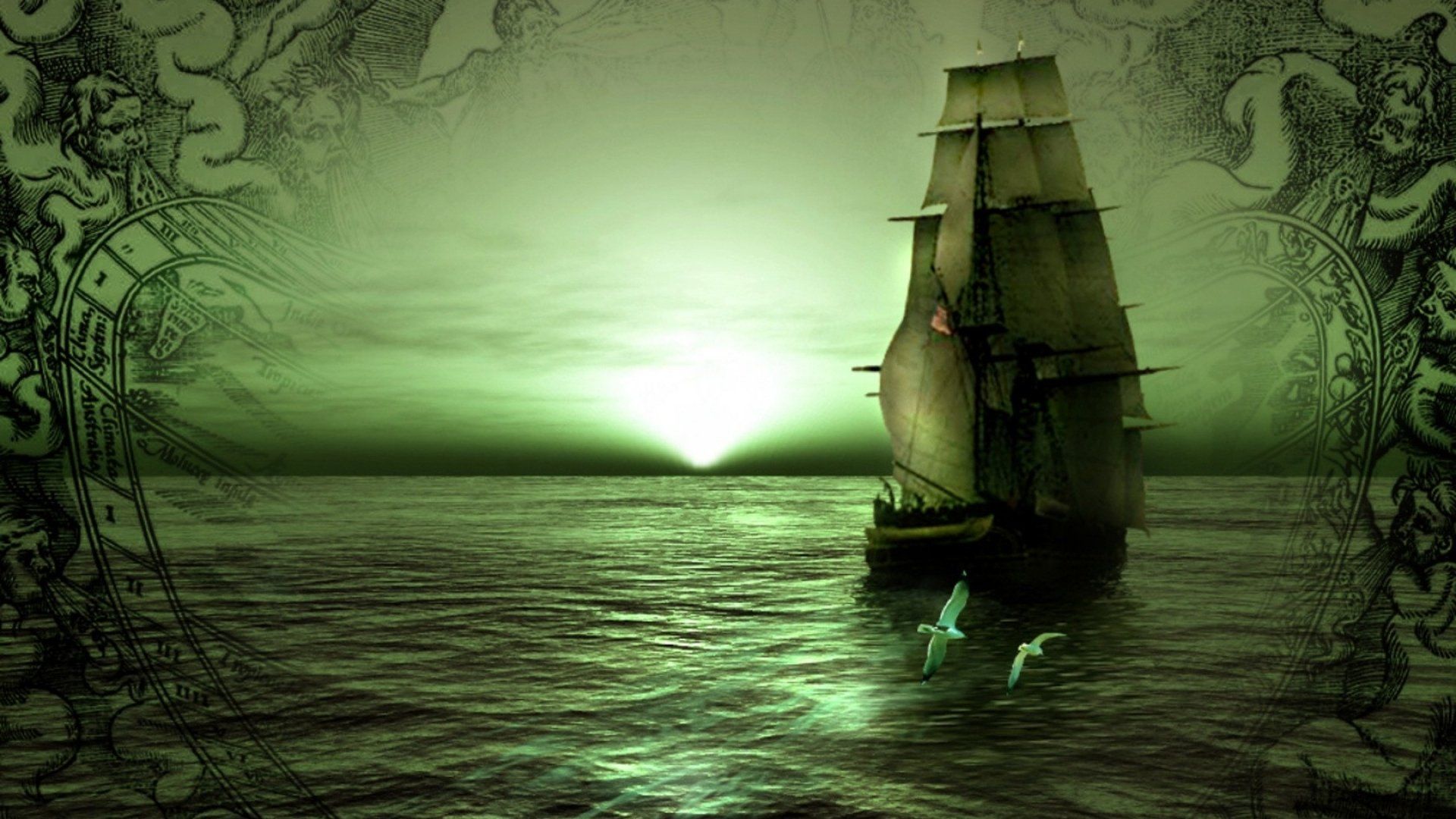 Ship On The Ocean Artistic Wallpapers