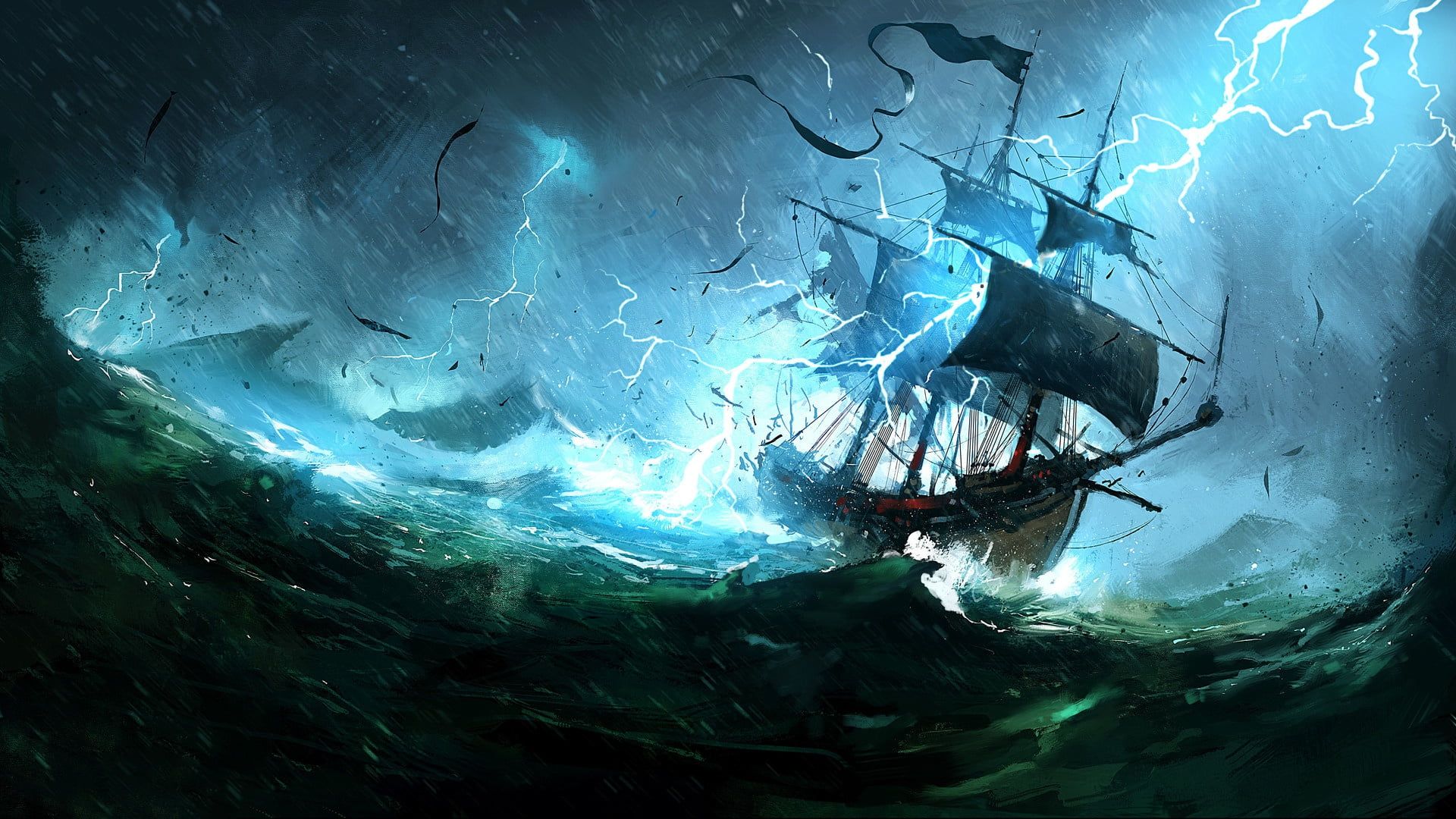 Ship On The Ocean Artistic Wallpapers