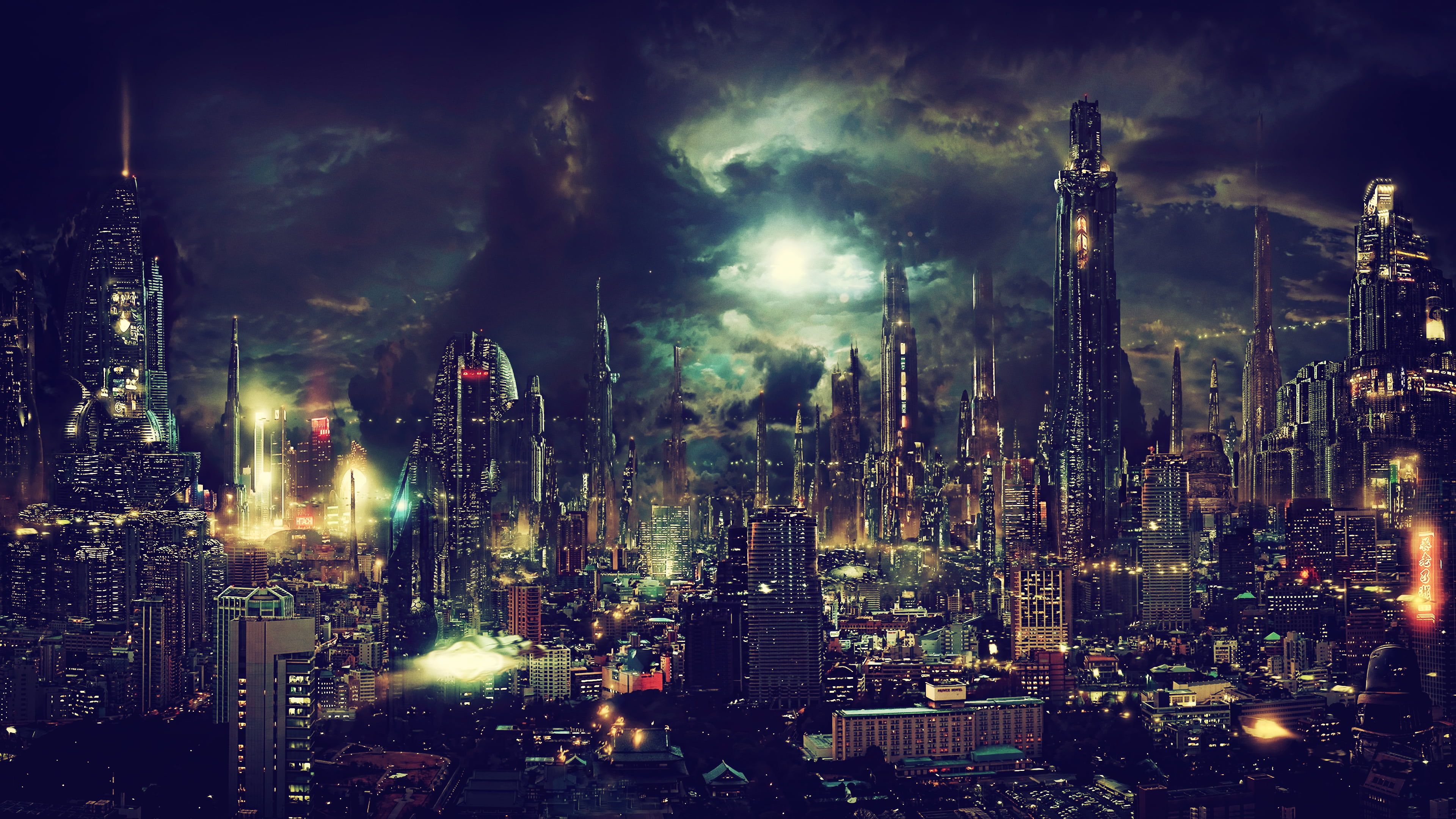 Skyscraper Futuristic City Digital Art Wallpapers