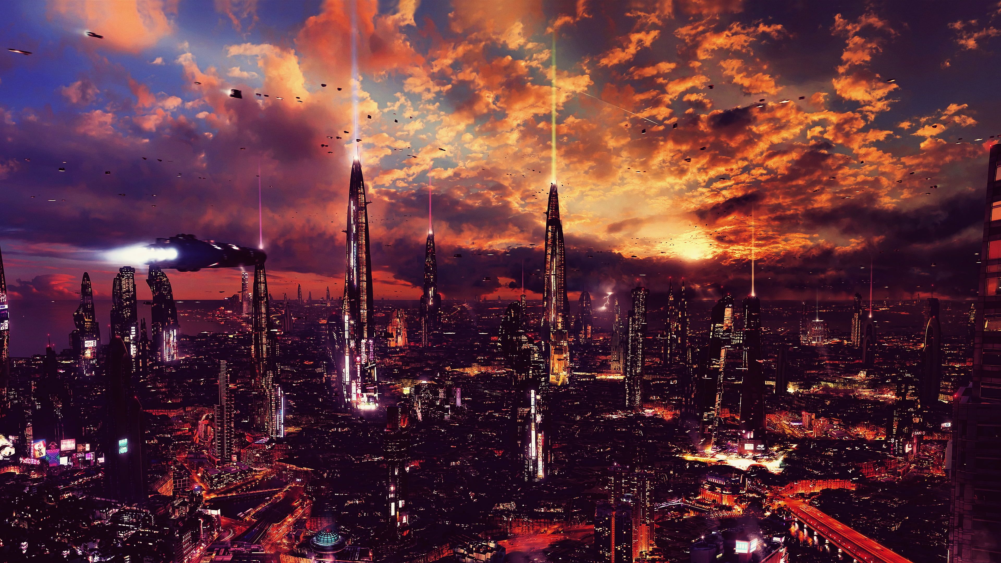 Skyscraper Futuristic City Digital Art Wallpapers