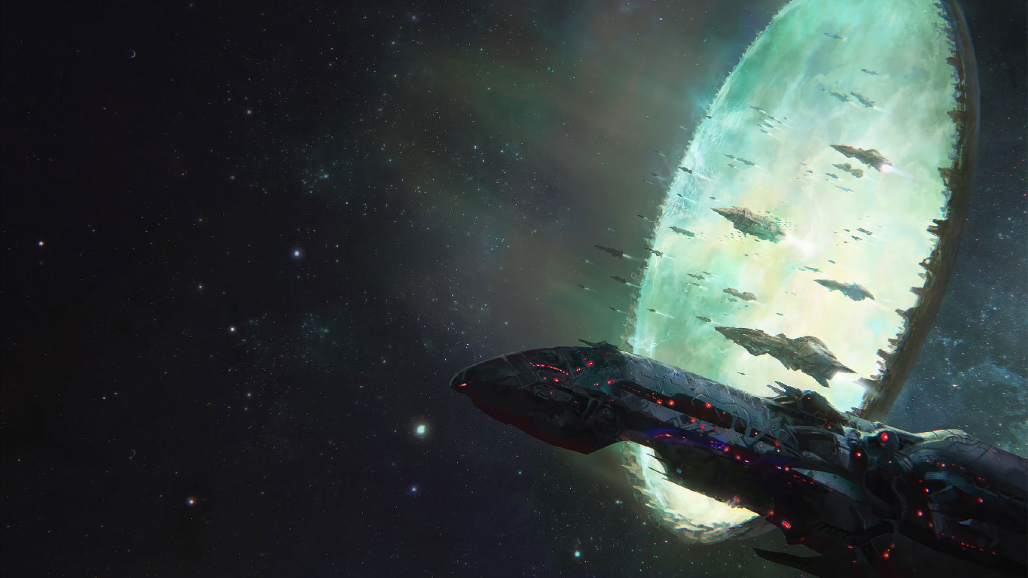 Spaceship In Galaxy Art Wallpapers