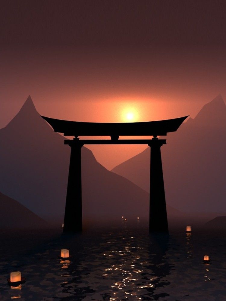 Sunset Art And Walking Under Torii Wallpapers