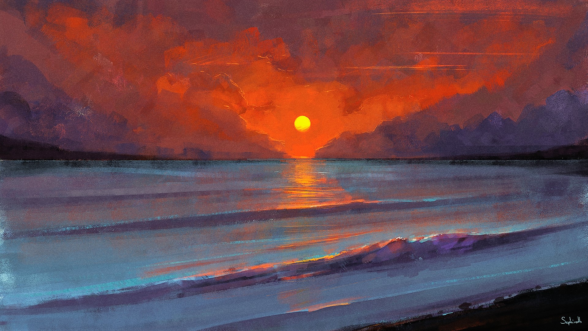 Sunset Painting Artwork Wallpapers