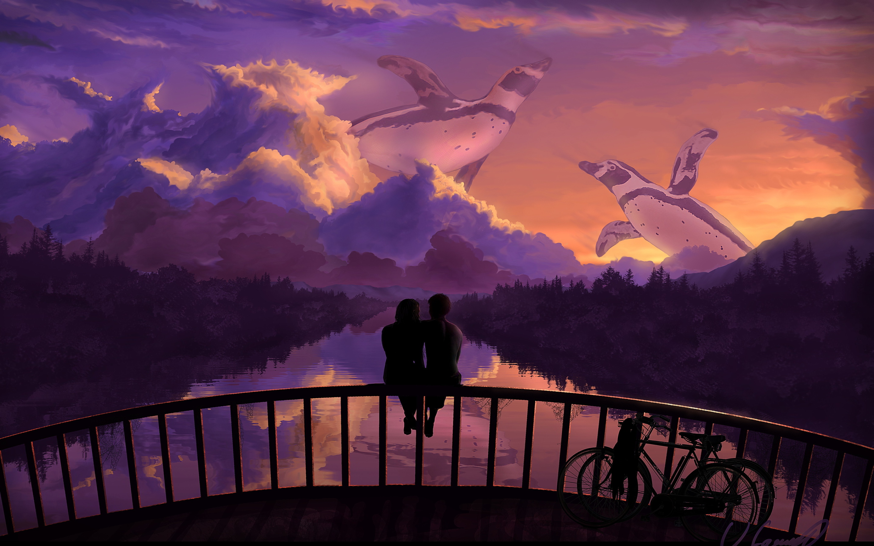 Sunset Painting Artwork Wallpapers