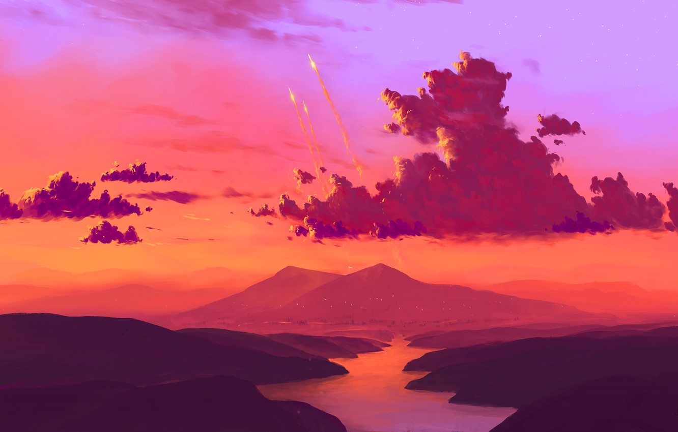 Sunset Painting Artwork Wallpapers