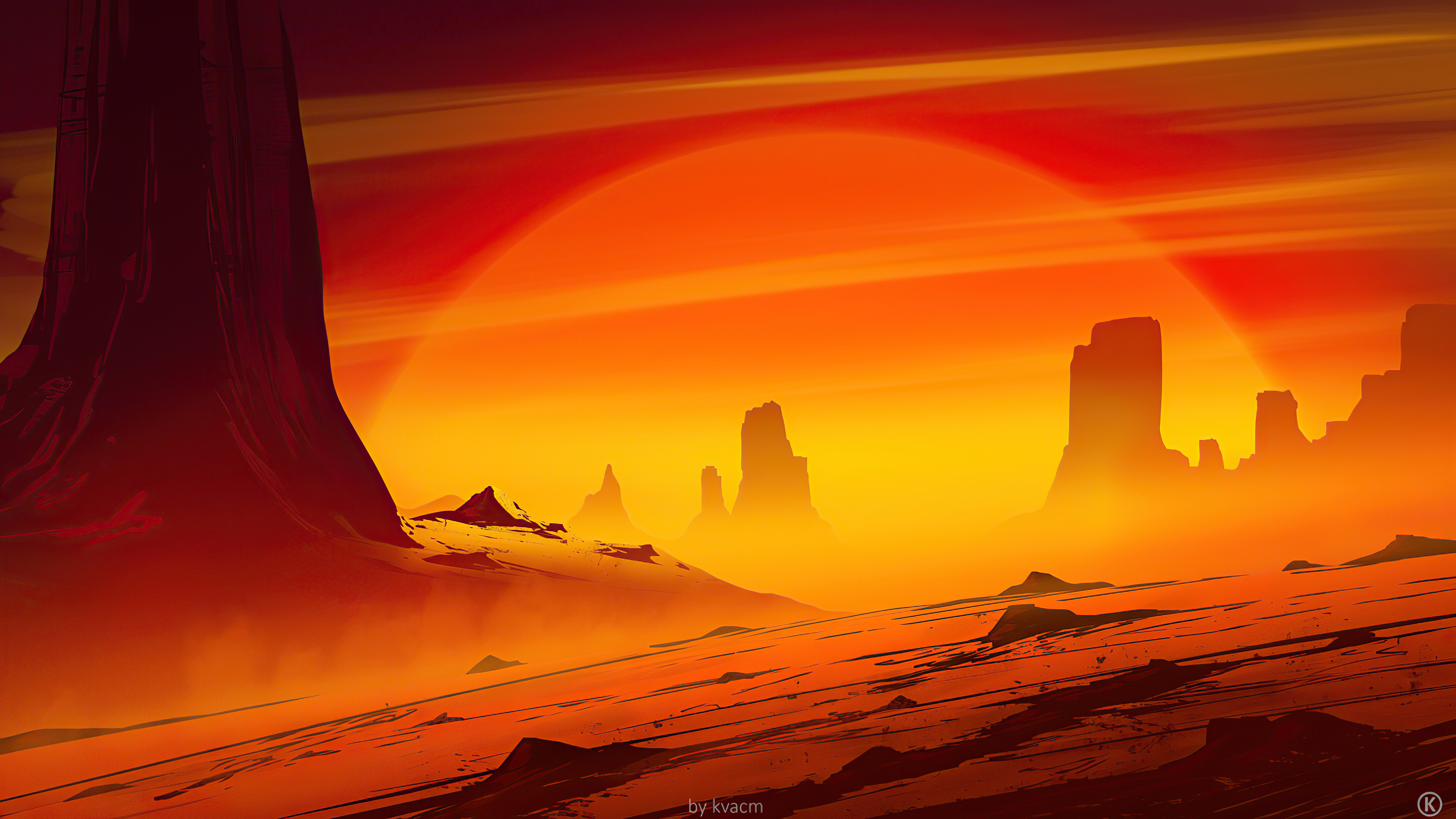 Sunset Point Illustration Wallpapers