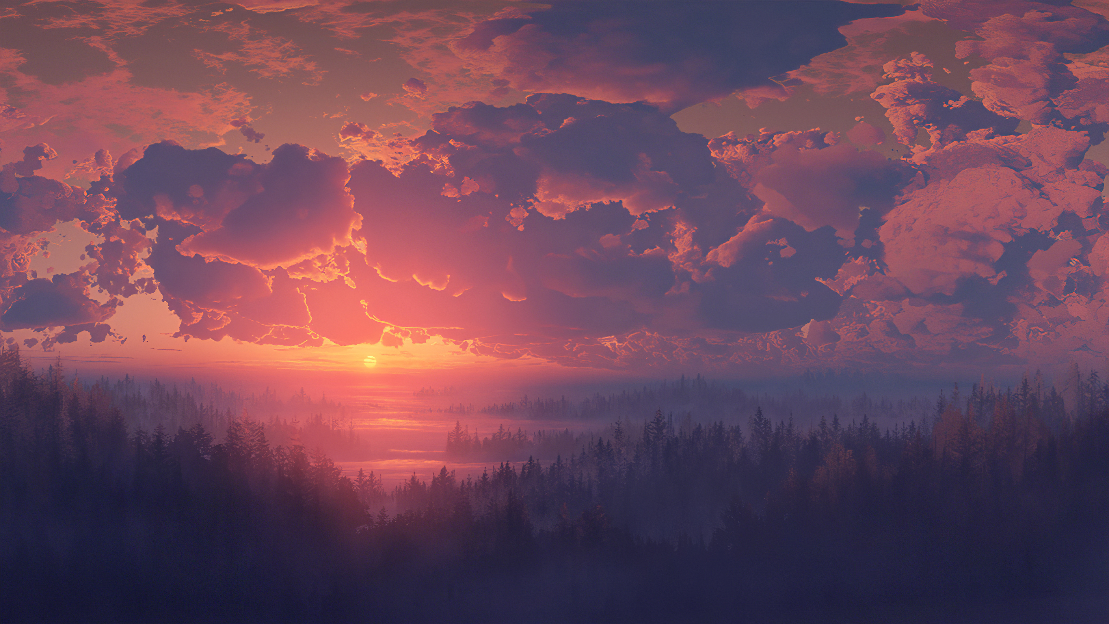 Sunset Point Illustration Wallpapers