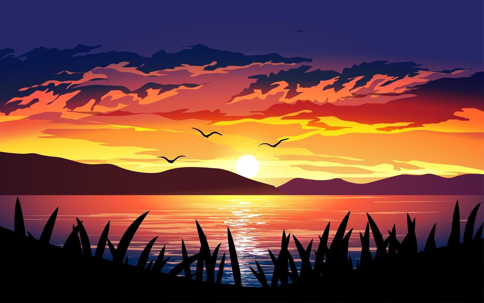 Sunset Point Illustration Wallpapers