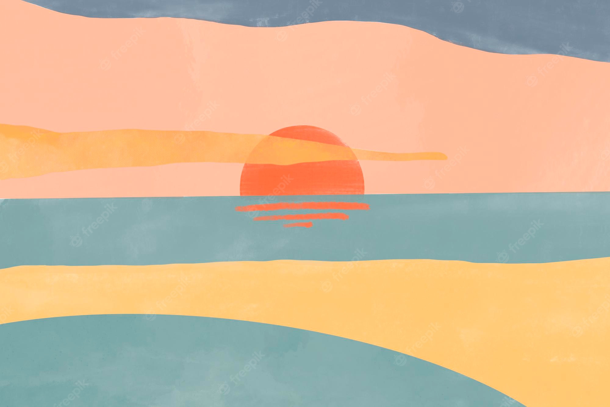 Sunset Point Illustration Wallpapers