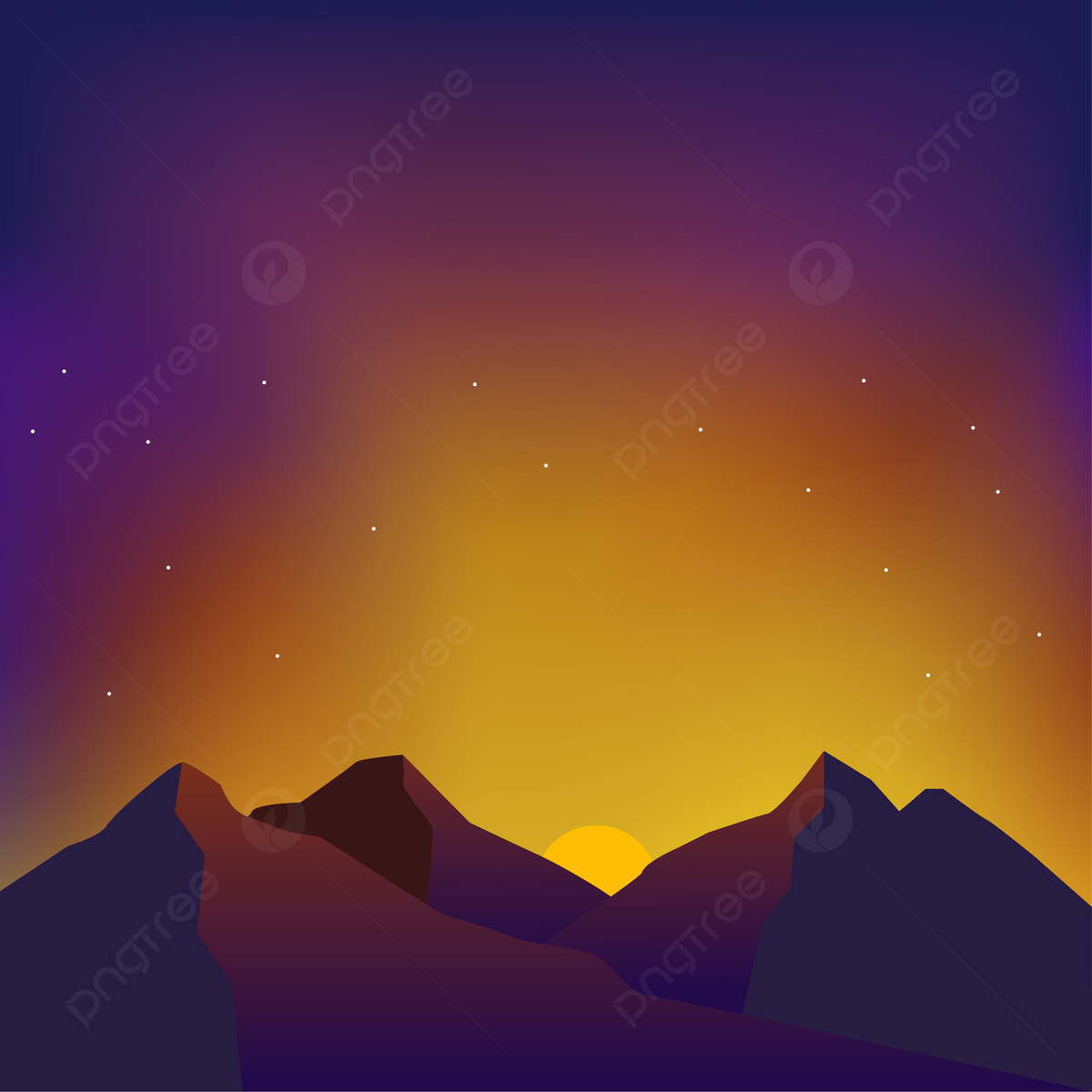 Sunset Point Illustration Wallpapers