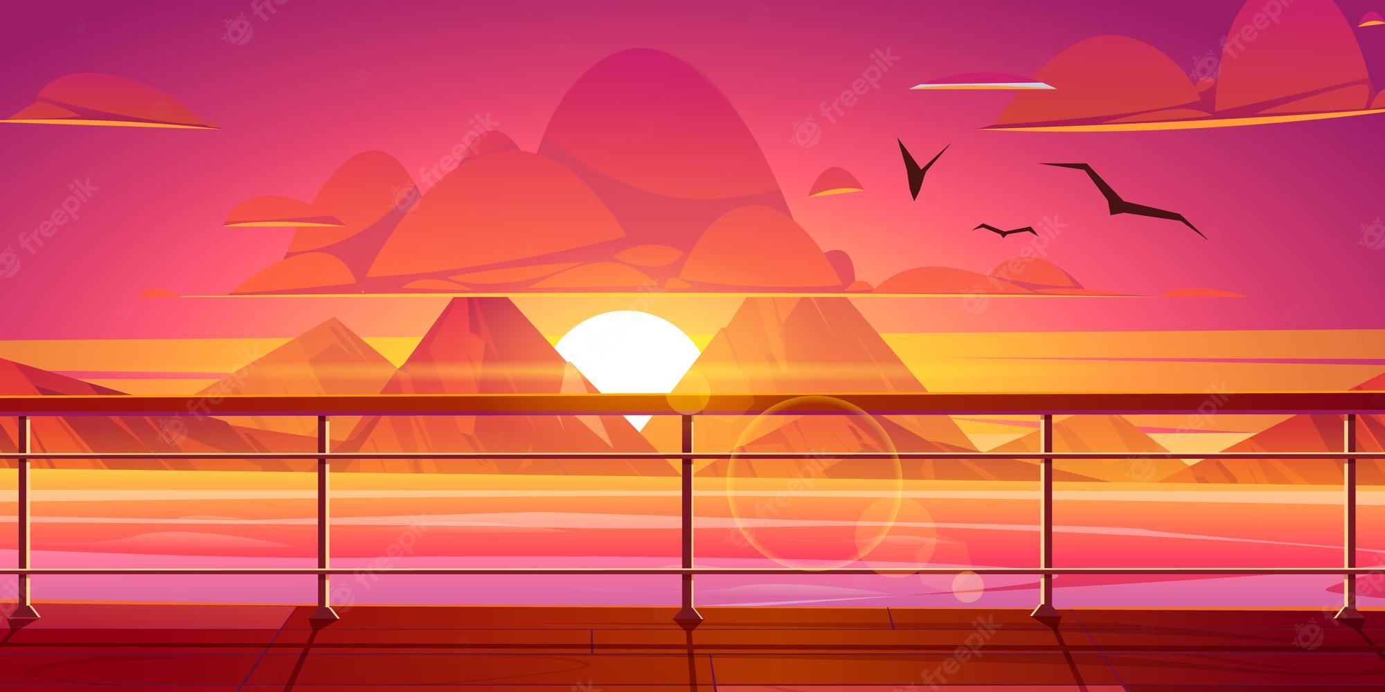 Sunset Point Illustration Wallpapers