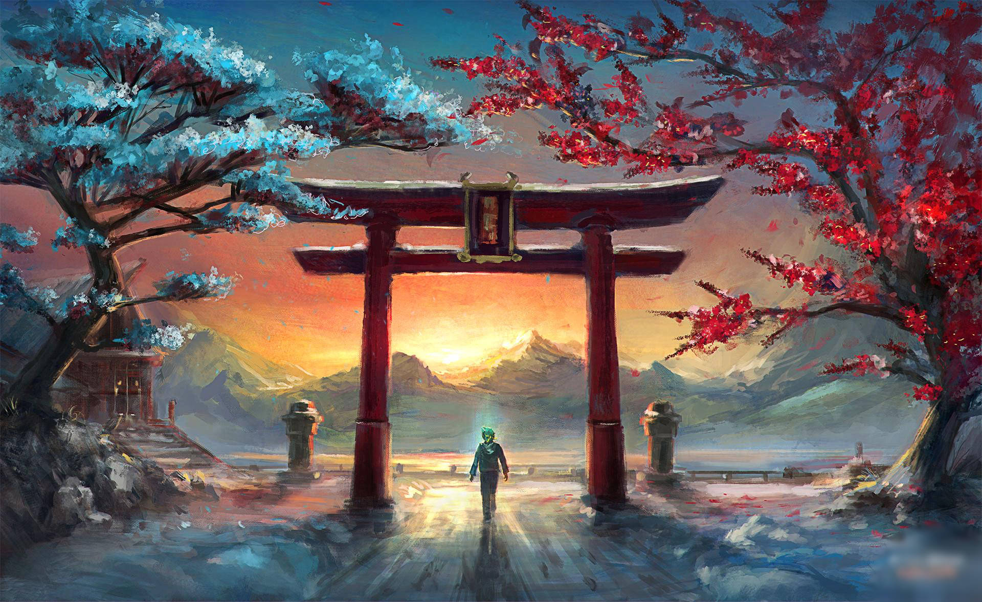 Torii Gate Paint Art Wallpapers