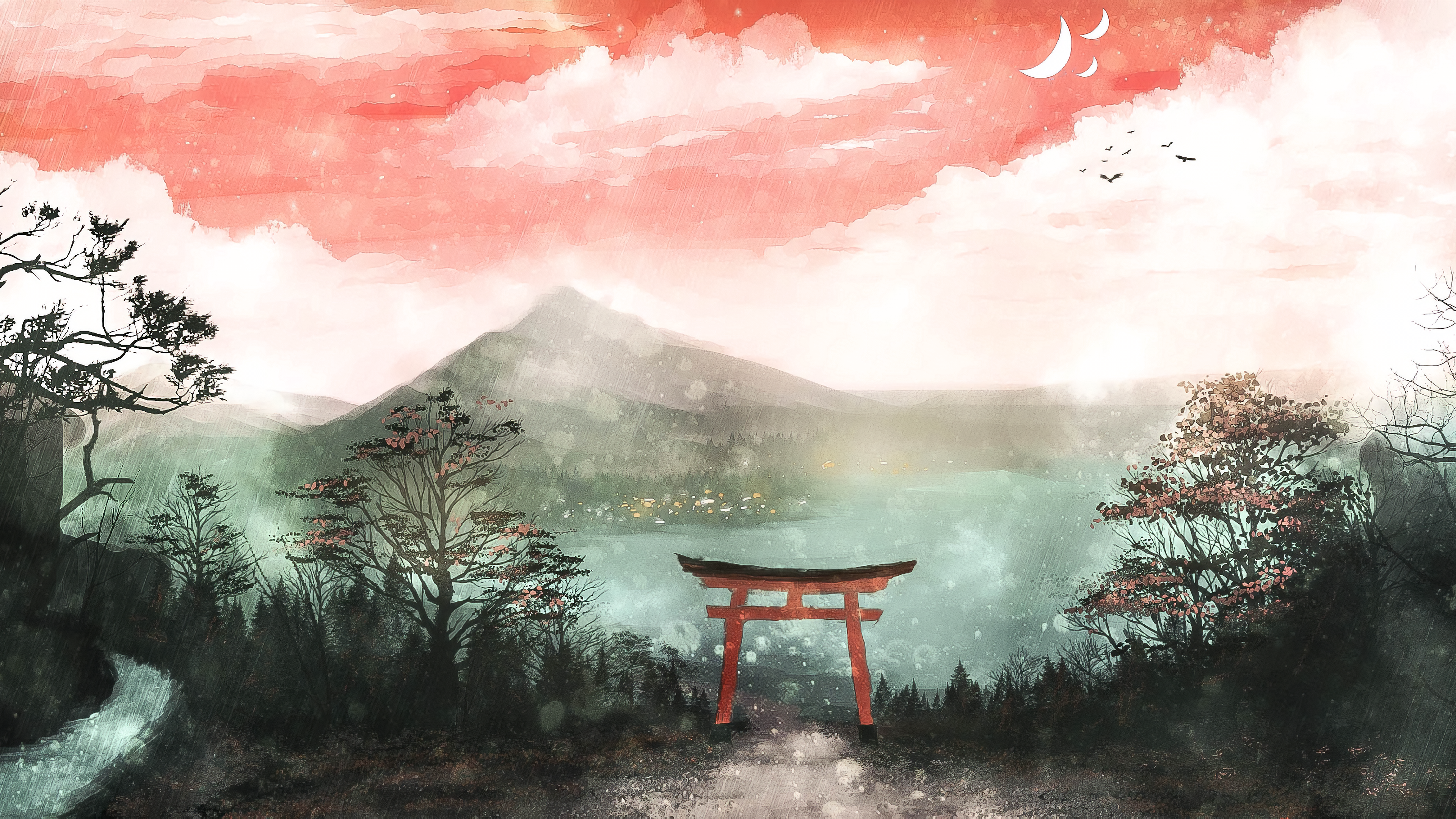 Torii Gate Paint Art Wallpapers