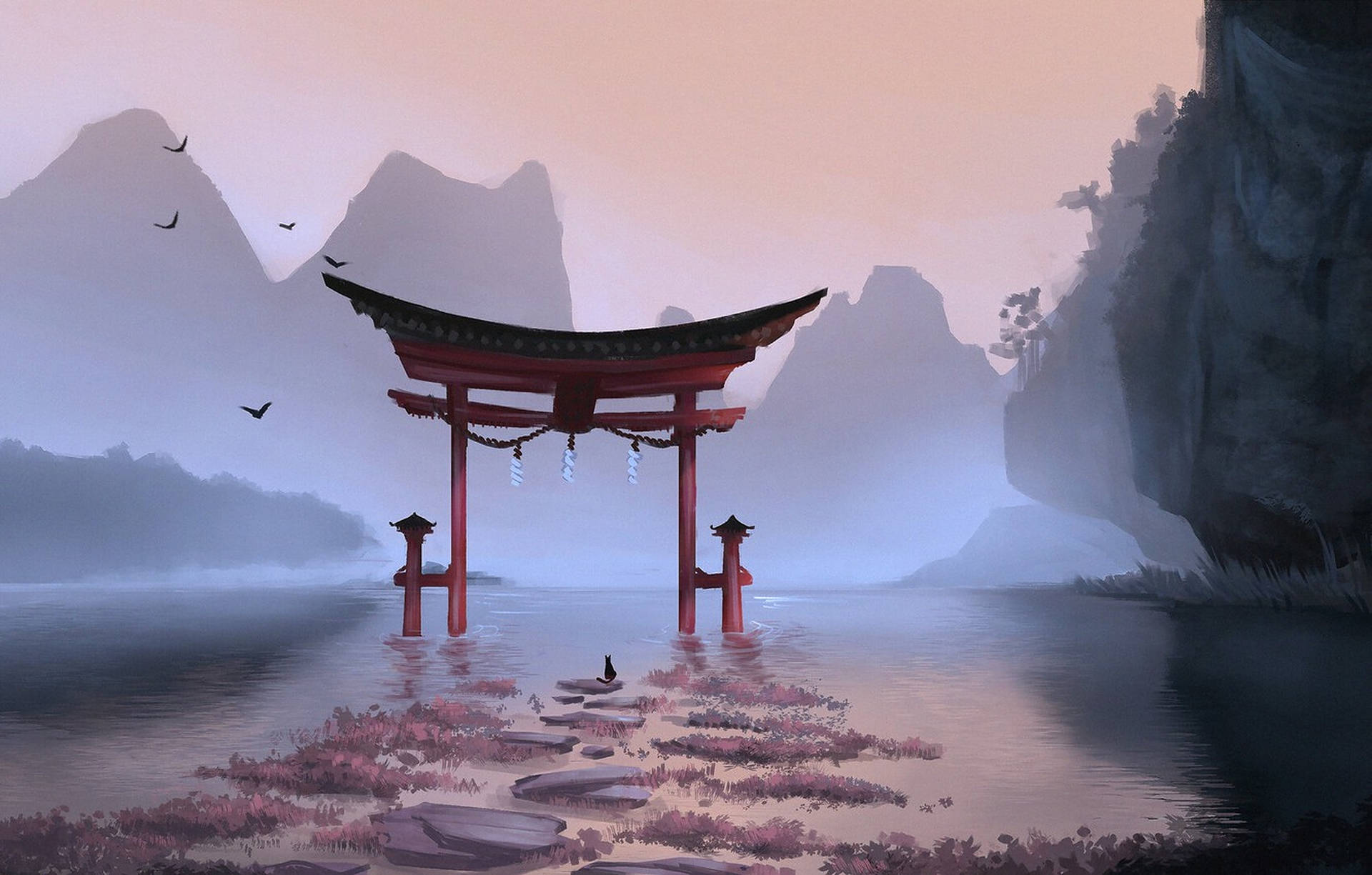 Torii Gate Paint Art Wallpapers