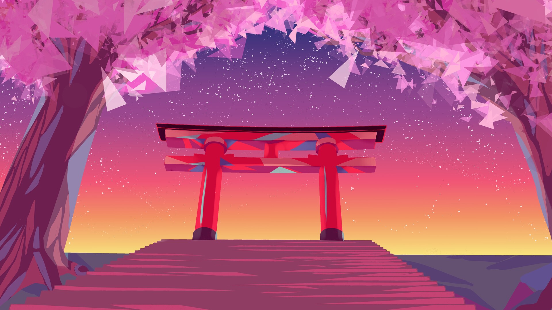 Torii Gate Paint Art Wallpapers