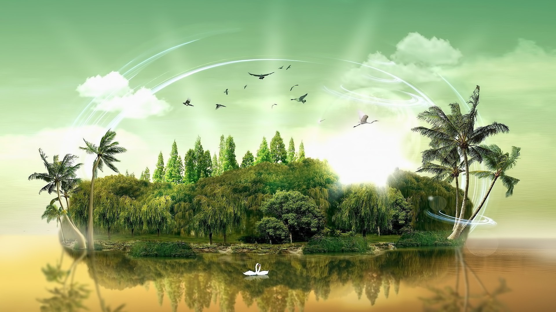 Trees And Grass Digital Art Wallpapers