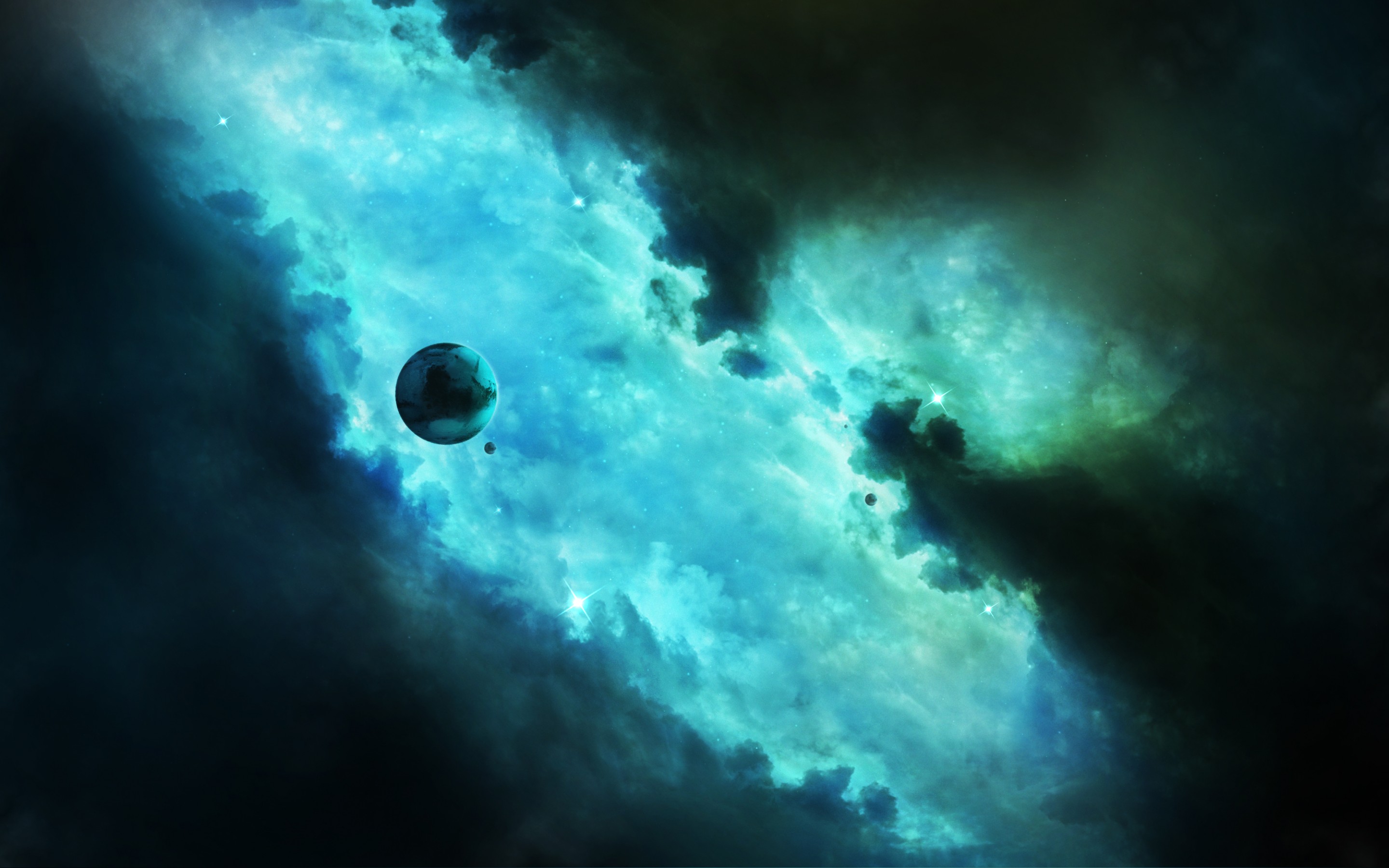 Turquoise Space Digital Art Wallpapers